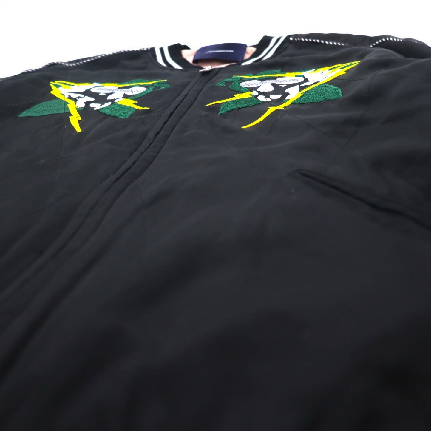 John UNDER COVER スカル刺繍 キルティング スカジャン M ブラック レーヨン JUQ4203 日本製