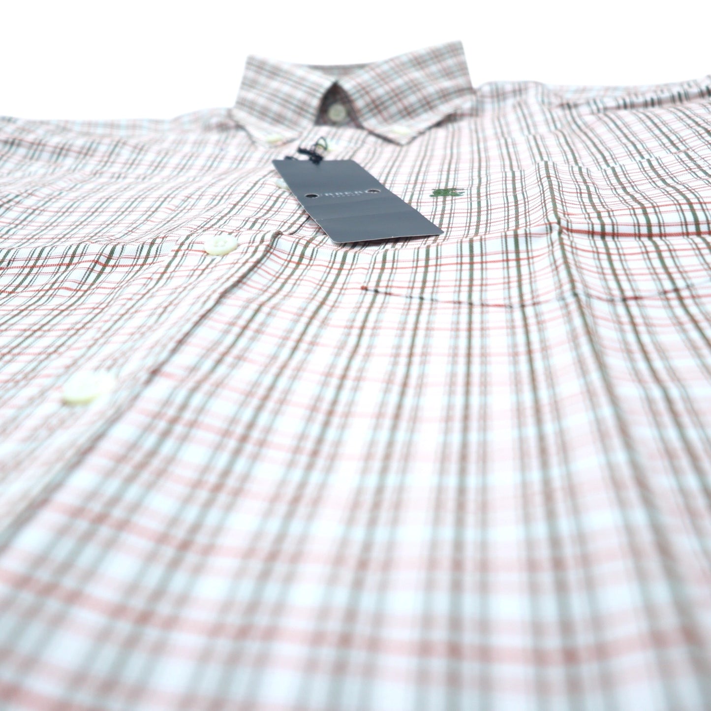 BURBERRY LONDON ボタンダウンシャツ L ホワイト オレンジ チェック コットン ロゴ刺繍 未使用品