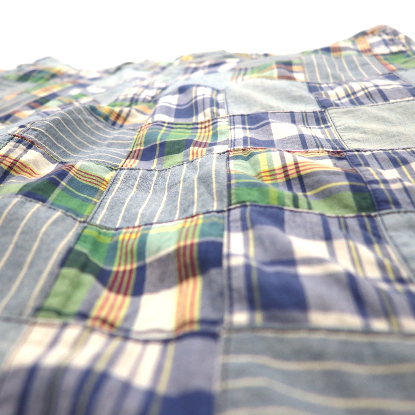 Polo by Ralph Lauren 90年代 パッチワーク ショートパンツ ハーフパンツ XL ブルー チェック India Madras