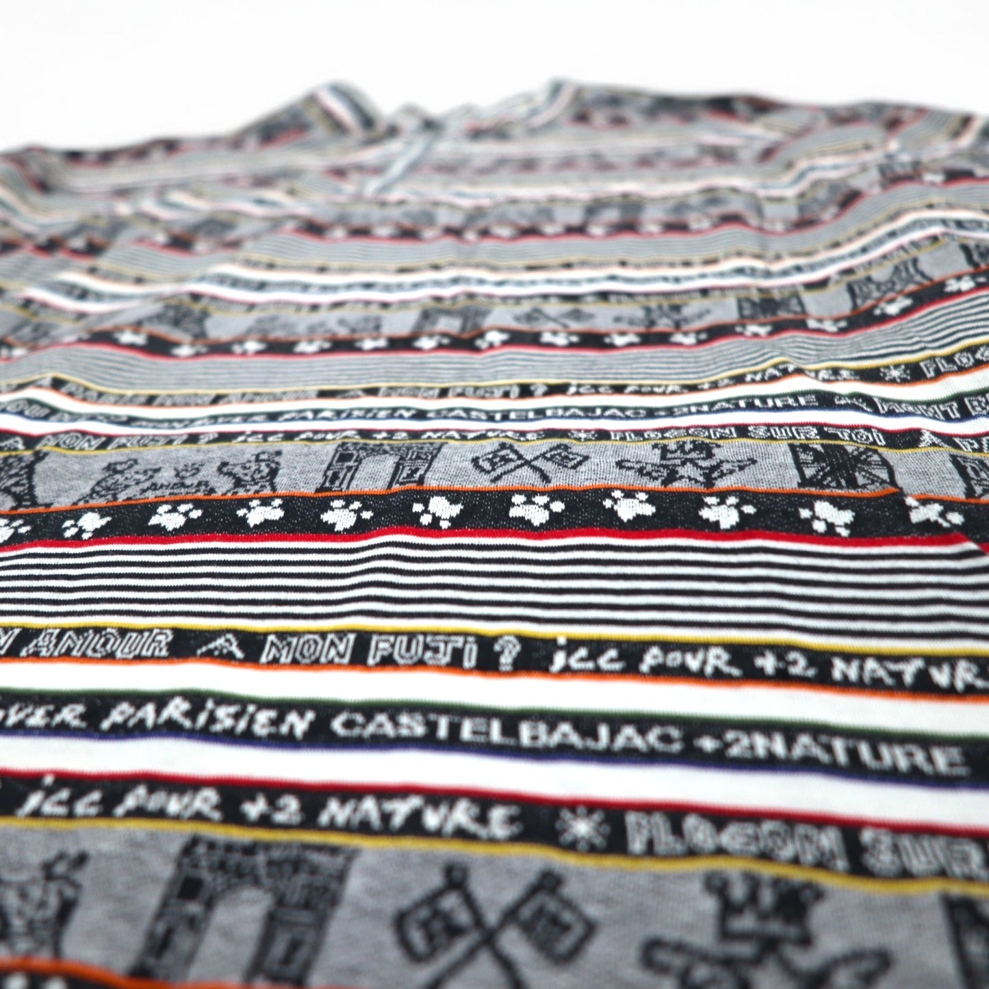 CASTELBAJAC +2 NATURE 90s Half-Zip Long Sleeve Shirt Long T-Shirt XXL Gray Cotton All-over Pattern Made in Japan