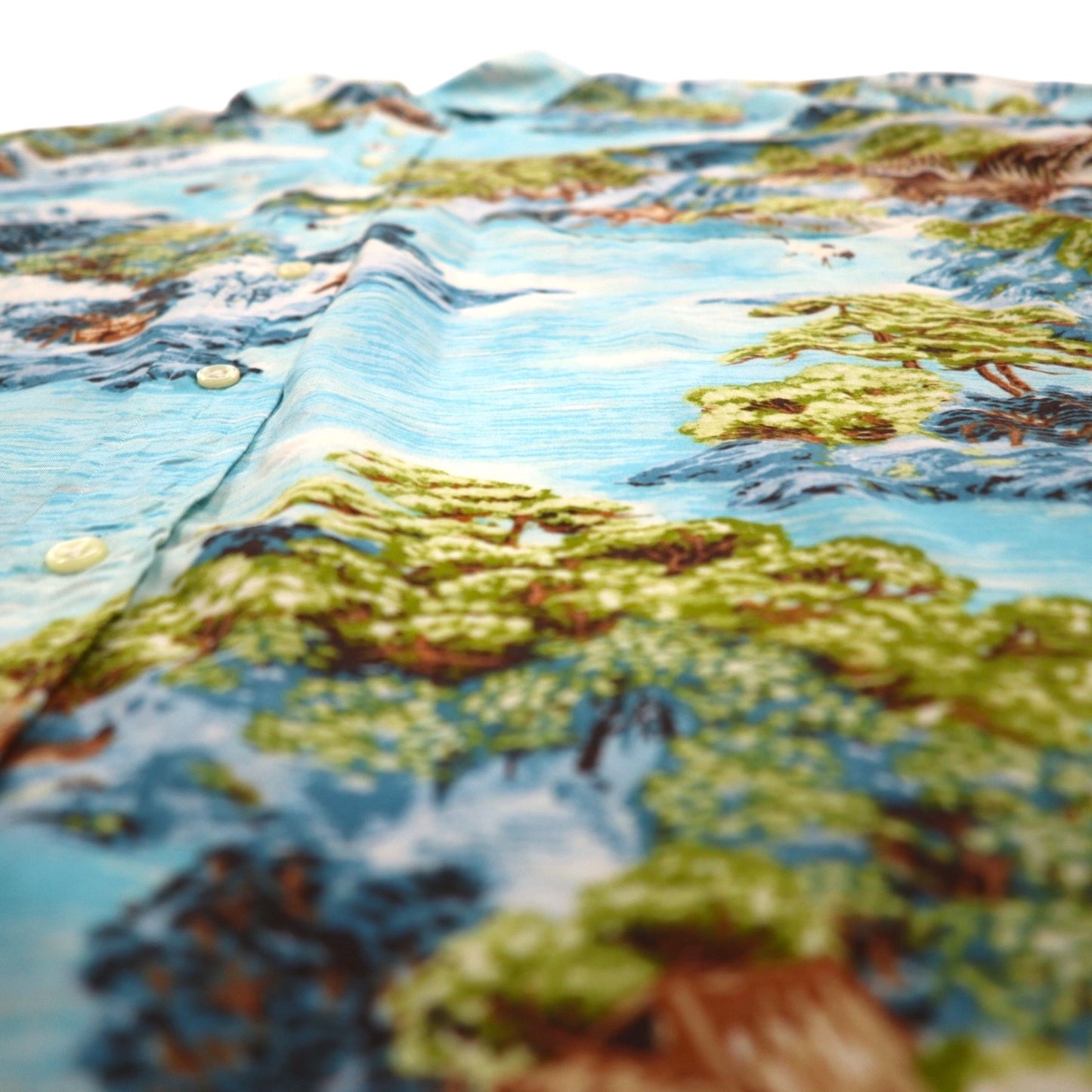 RALPH LAUREN Japanese pattern big size button down aloha shirt 3XL blue rayon viscose all over pattern