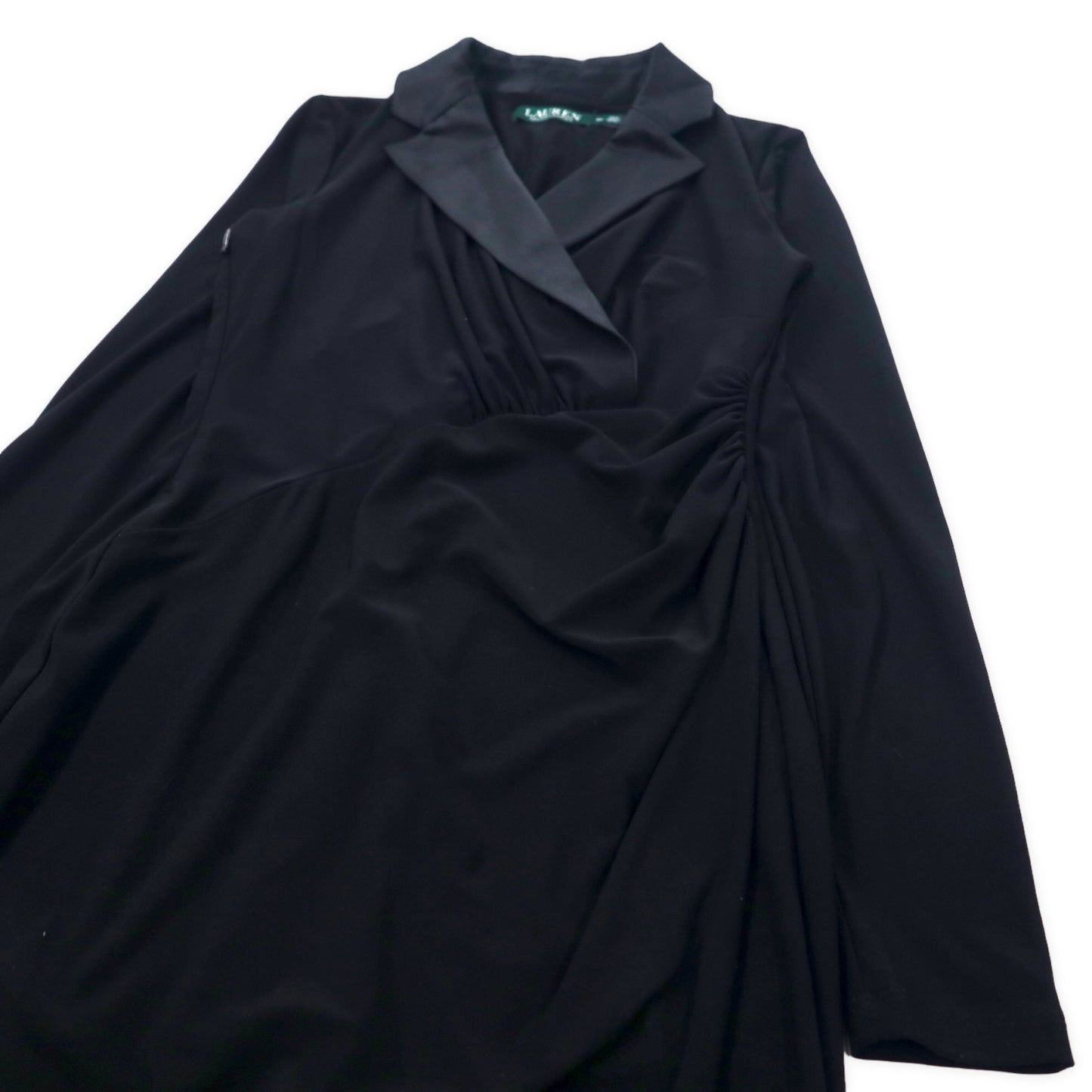 LAUREN RALPH LAUREN カシュクールワンピース ドレス 2P ブラック ポリエステル シルク ストレッチ