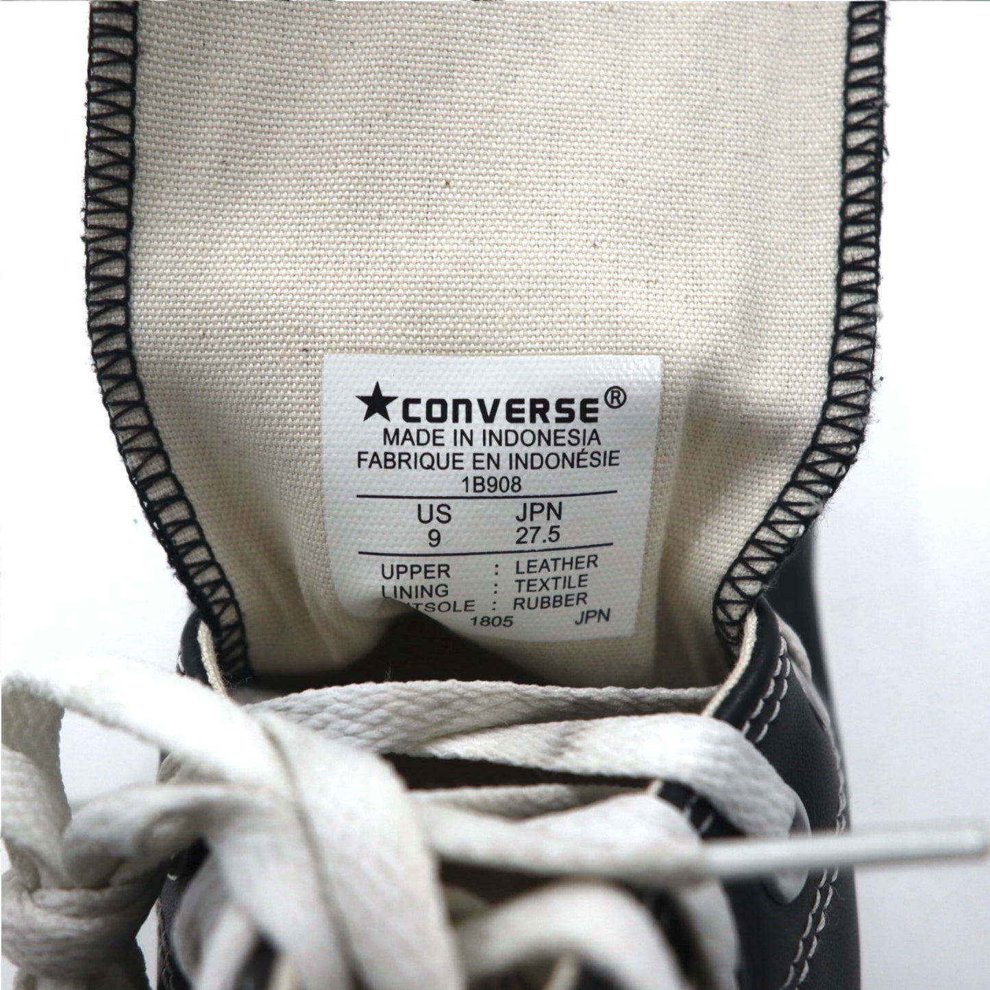 CONVERSE レザー オールスターハイ LEATHER ALL STAR HI ハイカット スニーカー 27.5cm ブラック 1B908