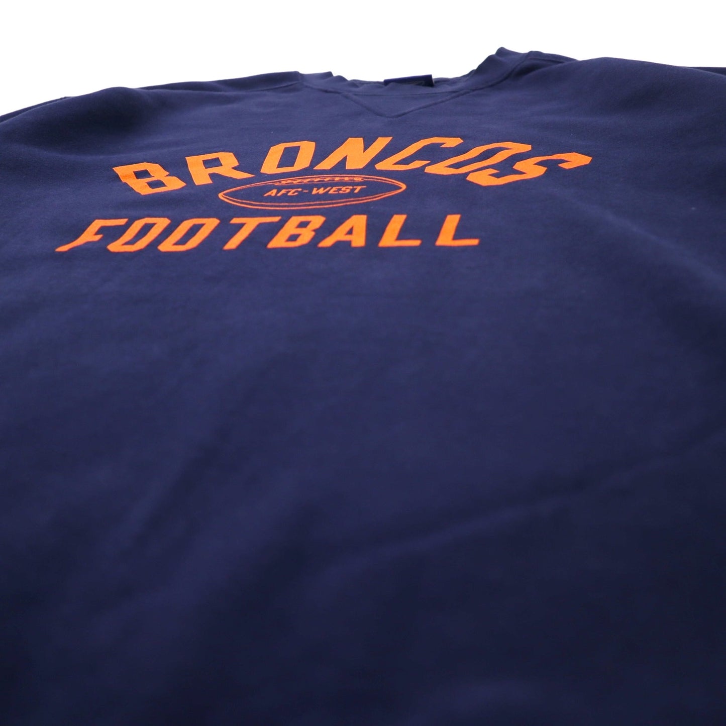 Reebok 00年代 NFL プリント スウェット XL ネイビー コットン 裏起毛 前V BRONCOS FOOTBALL ビッグサイズ