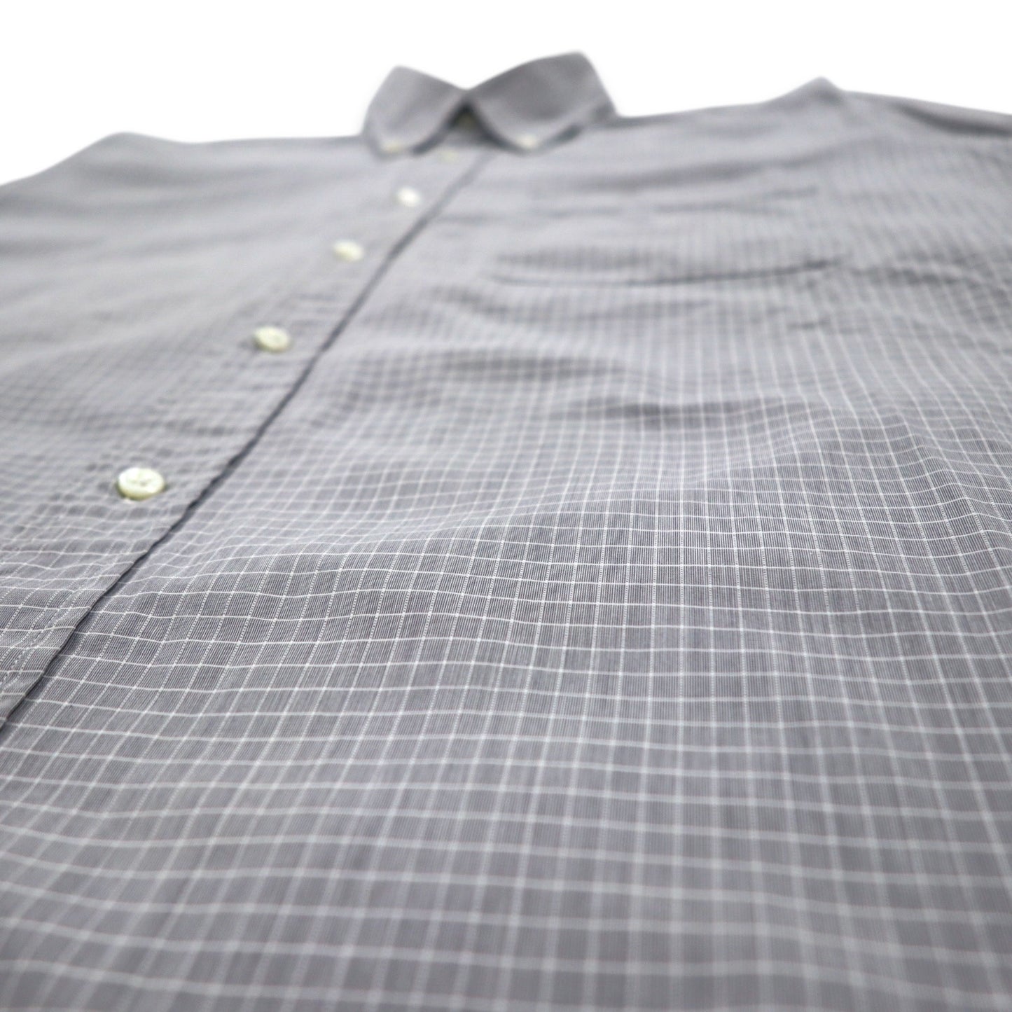 LANVIN CLASSIQUE 90s Button-down Shirt, S, Grey, Cotton, Windowpane Check