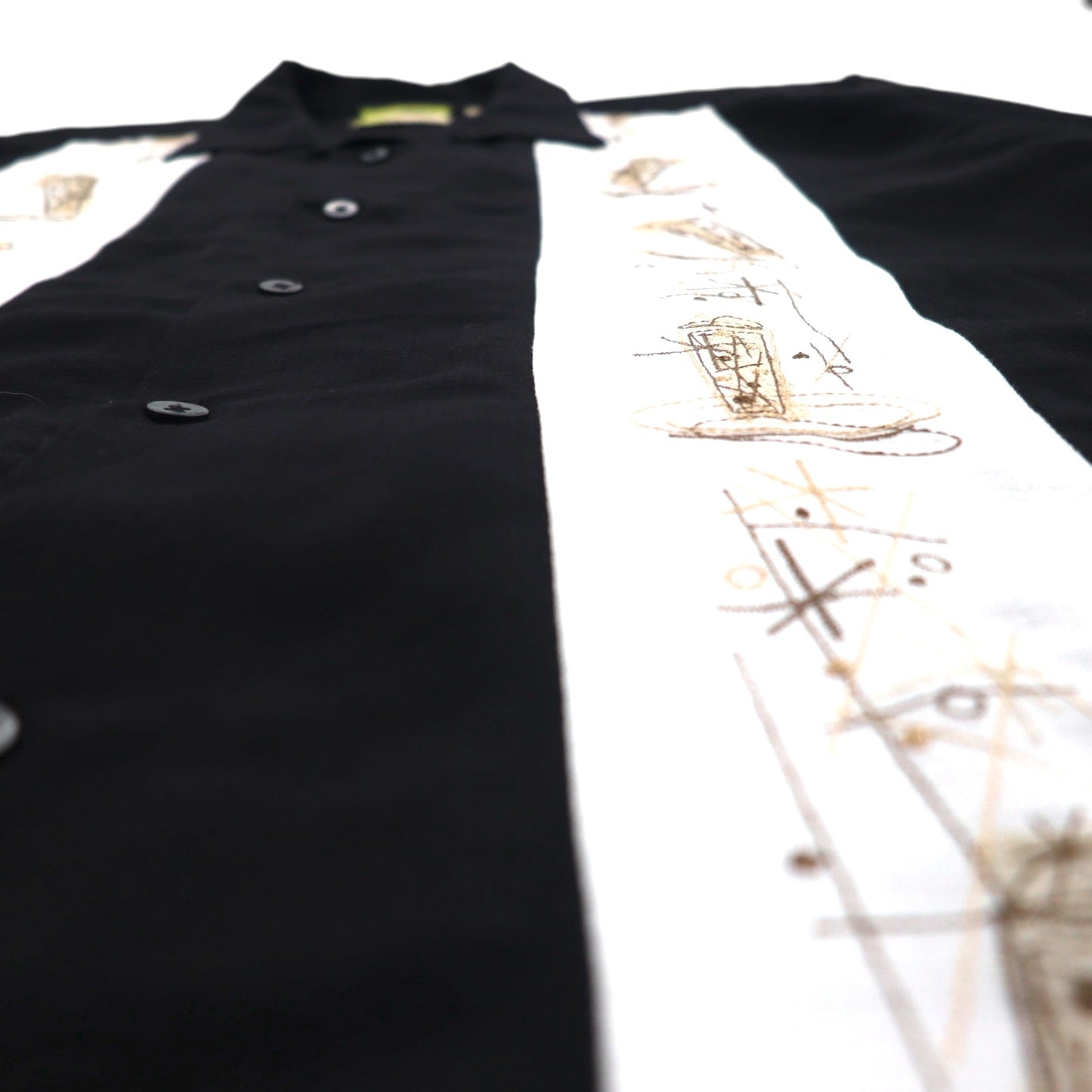 90年代 Cubavera オープンカラー キューバシャツ XL ブラック レーヨン ボックス ラインデザイン 開襟 HERITAGE FIT 刺子 刺繍