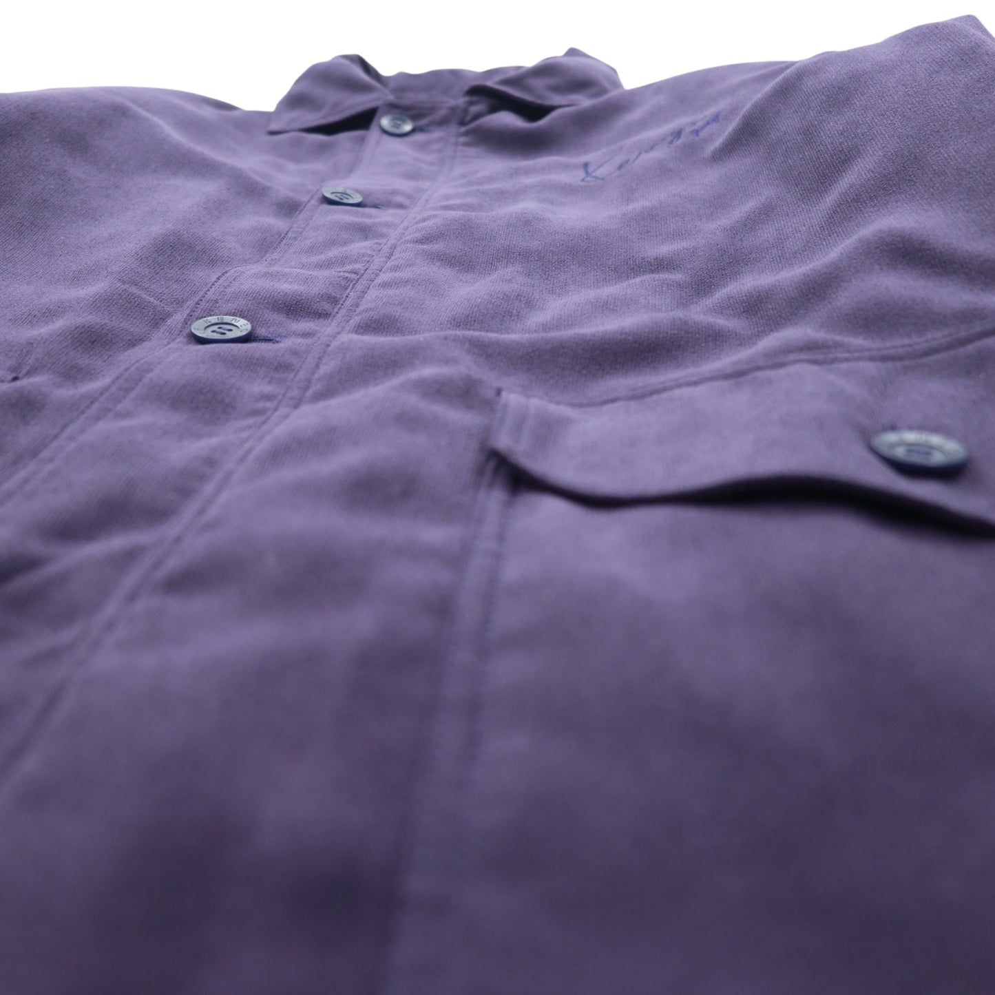 KENZO GOLF 90年代 フーデッド ステンカラーコート オーバージャケット L パープル ポリエステル ロゴ刺繍