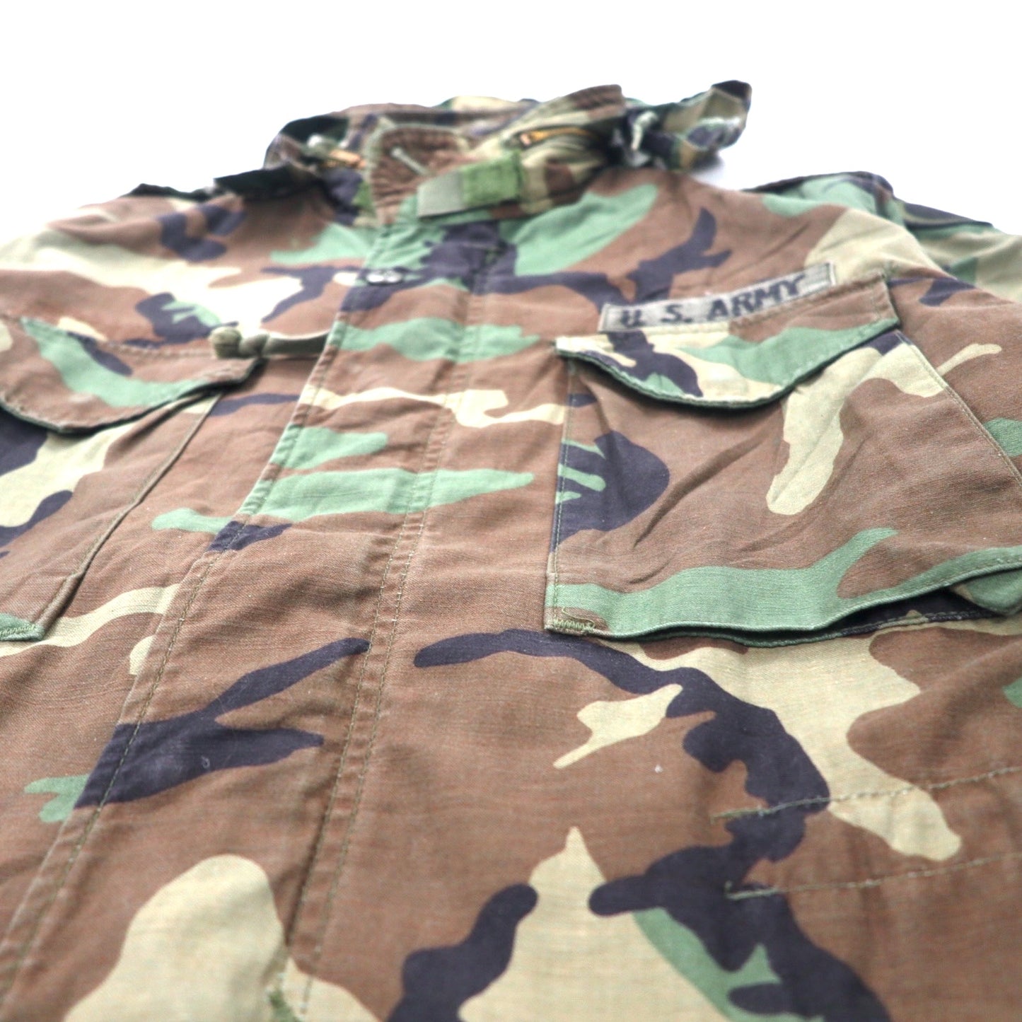 US ARMY 80s M-65 Field Jacket M Khaki Camouflage Cotton Retractable Parka Military 8415-01-099-7835 JOHN OWNBEY COMPANY
