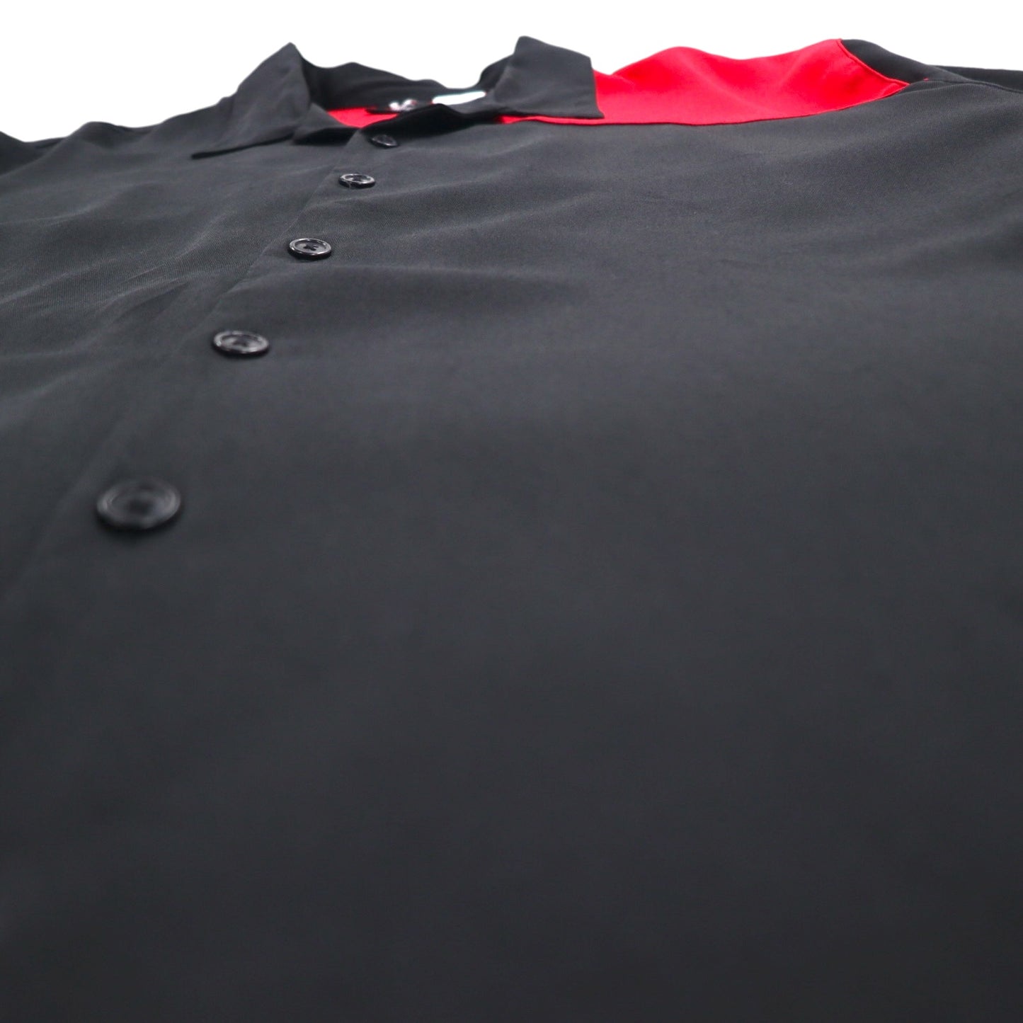 Hilton 90s Bowling Shirt, Short Sleeve, Open Collar, XL, Black, Red, Rayon, Polyester