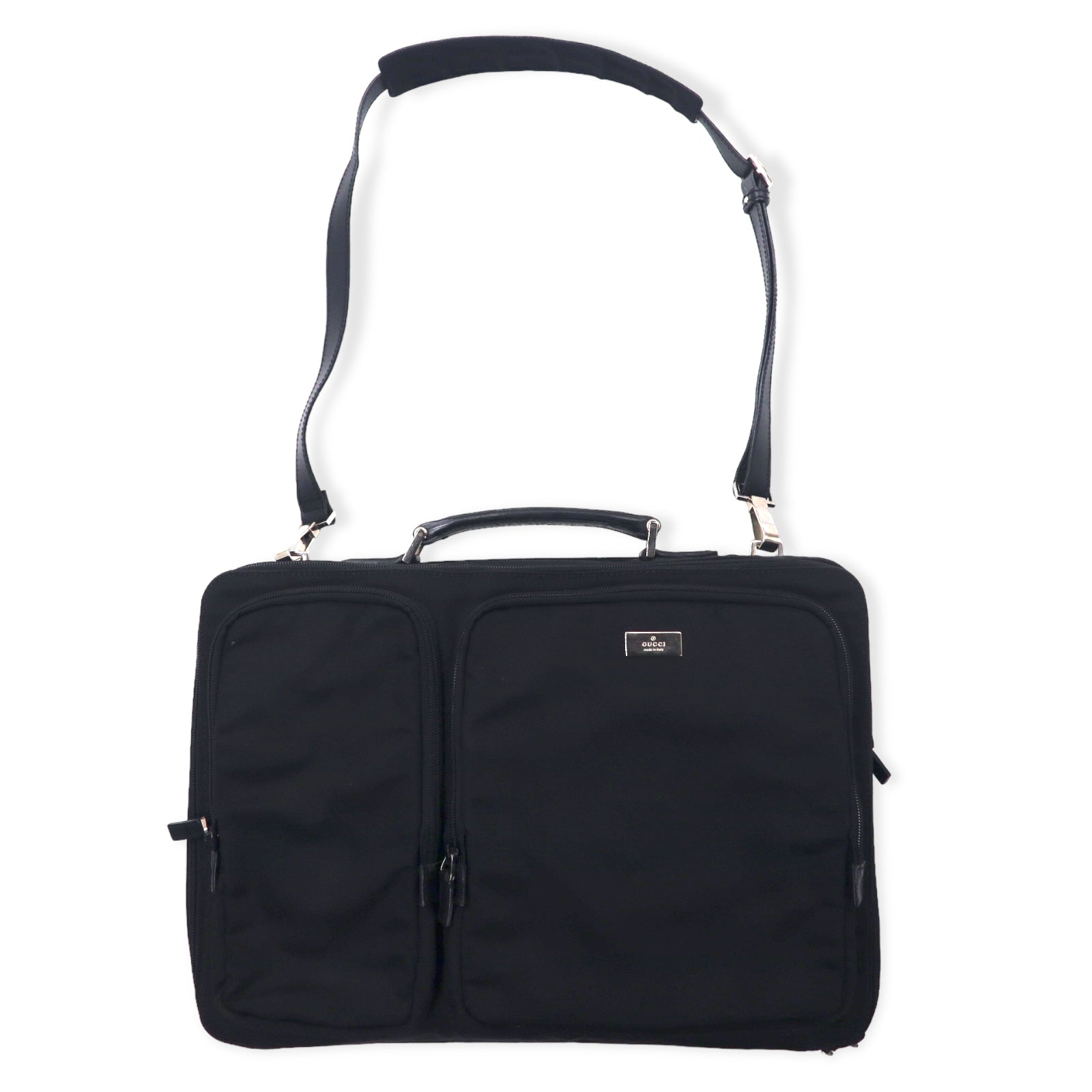 GUCCI 2way briefcase business bag black nylon canvas leather switching 015  3402 001553 Italian MADE – 日本然リトテ