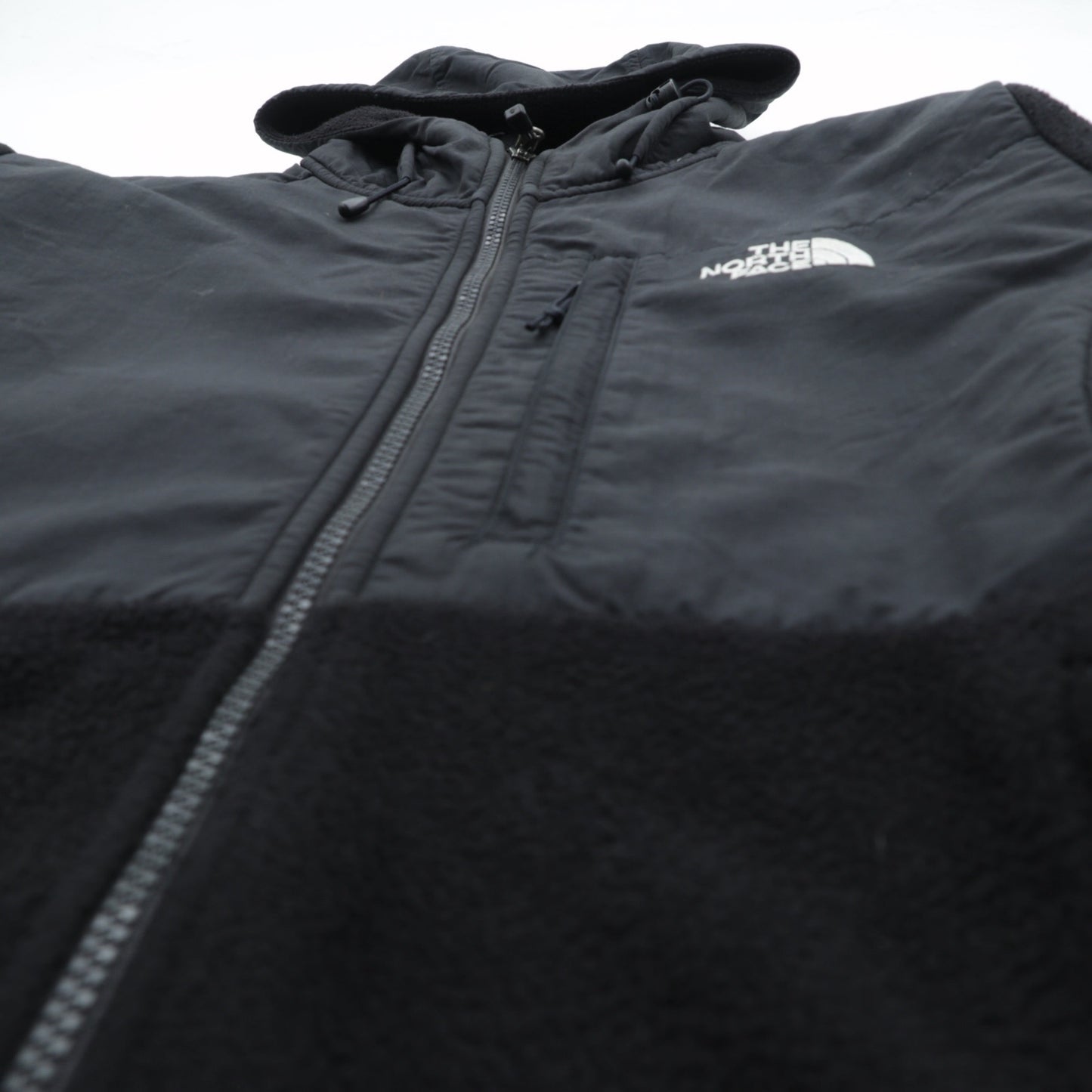 THE NORTH FACE Denali Hoodie Fleece Jacket M Black Polyester POLARTEC Logo Embroidery