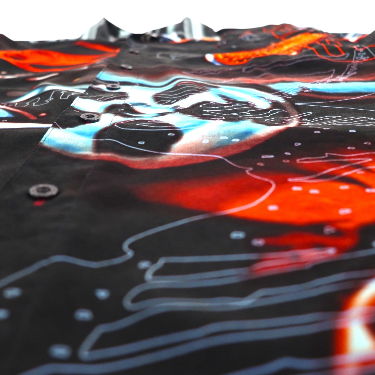 FUBU 2000s Short Sleeve Full Graphic Shirt, XL, Black, All-Over Print, Polyester