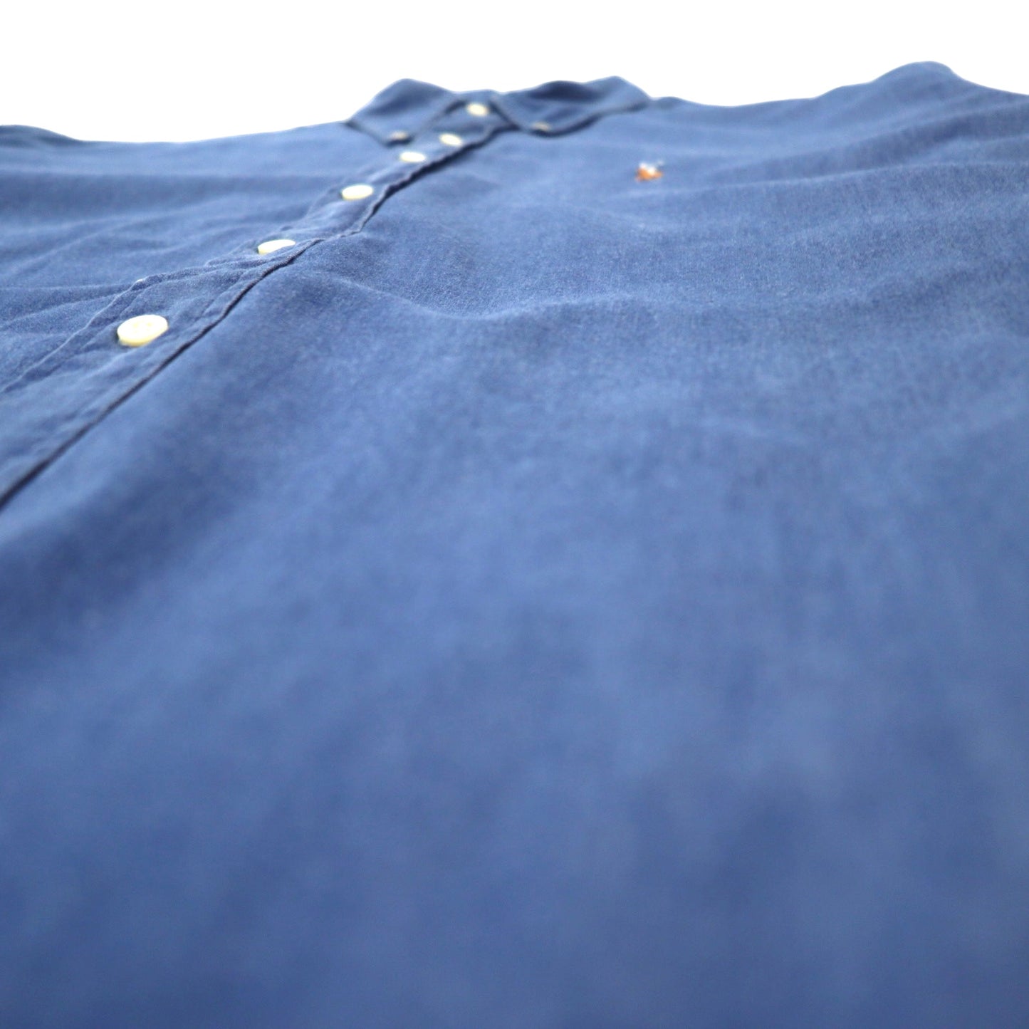 Ralph Lauren 90年代 インディゴ デニム ボタンダウンシャツ 17 34/35 ブルー コットン YARMOUTH スモールポニー 刺繍