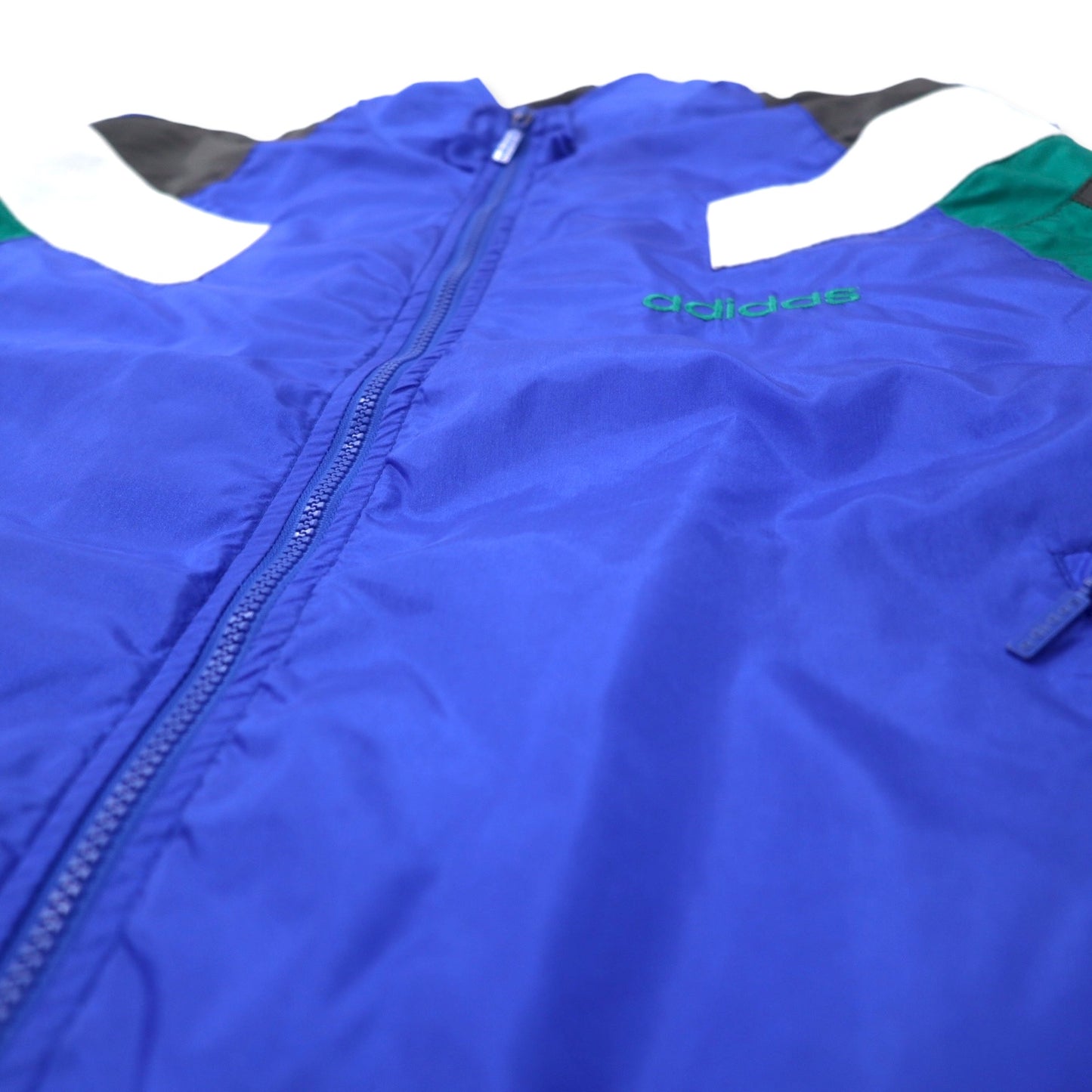 adidas 90年代 ナイロンジャケット トラックジャケット F180 ブルー トレフォイルロゴ 銀タグ ビッグサイズ