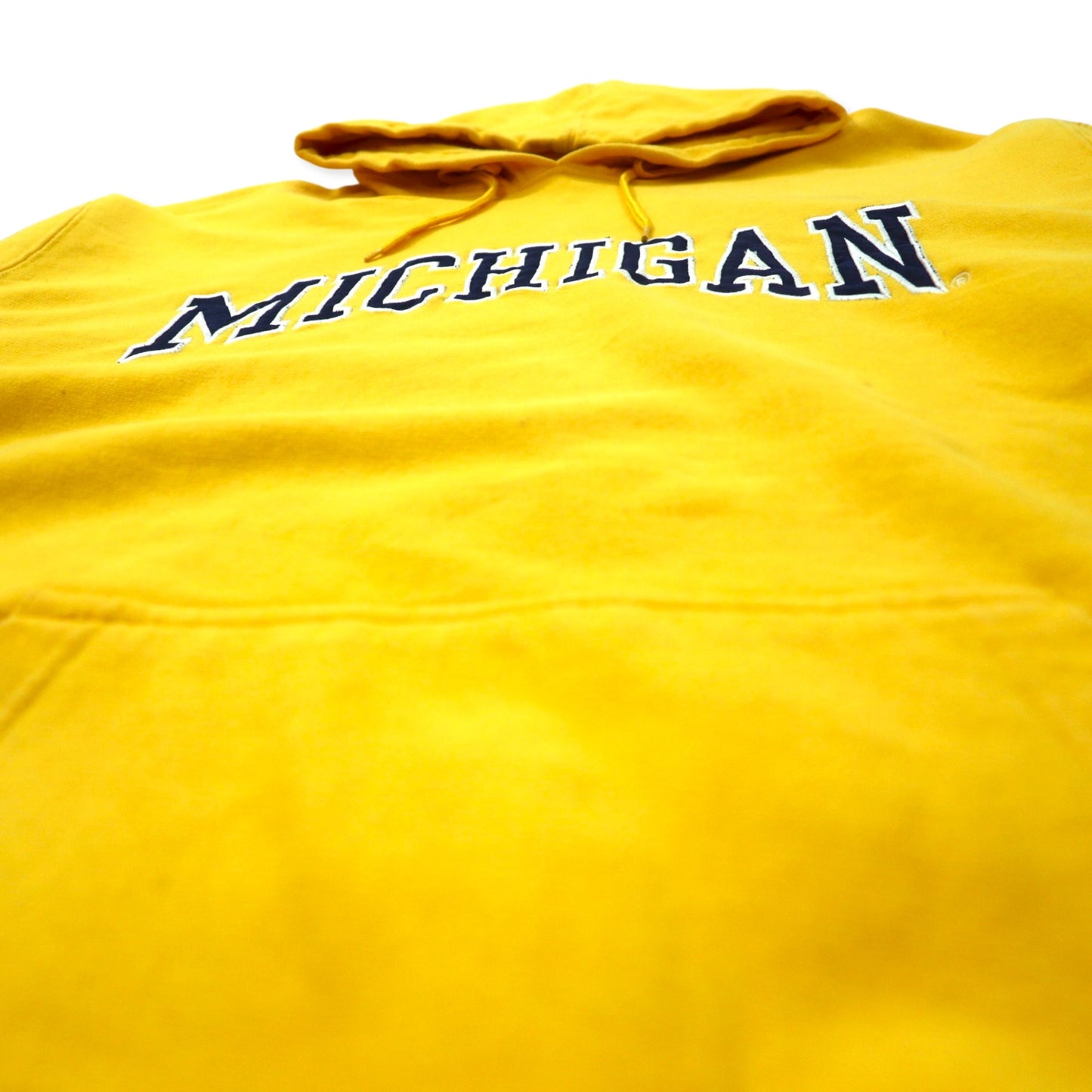 STEVE AND BARRY'S Reverse Weave Pullover Hoodie XL Yellow Cotton College MICHIGAN Arch Logo Big Size