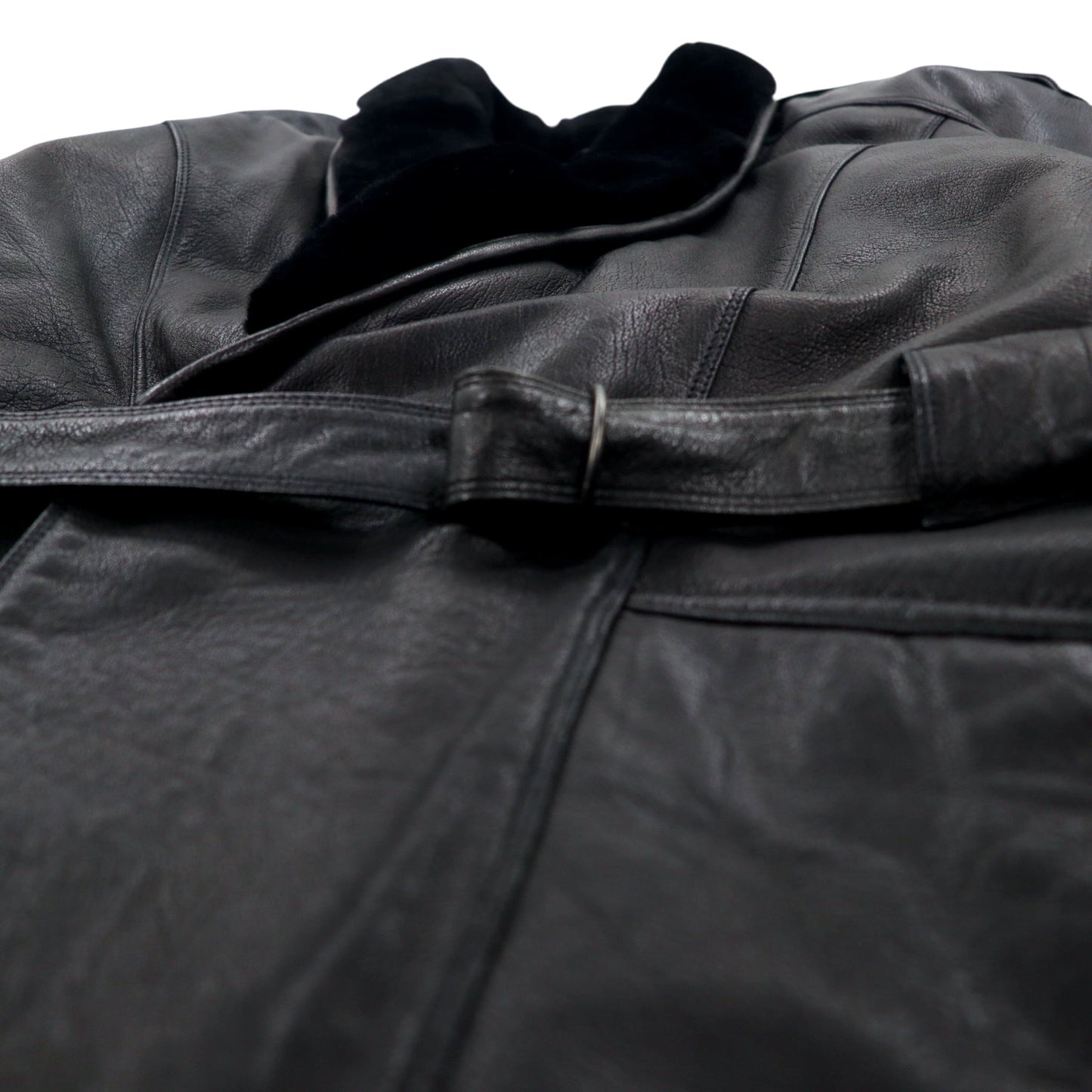 90年代 ペレペレ marc buchanan pelle pelle レザー ショールカラー ギャングコート M ブラック 牛革 襟ファー エポレット ベルト付き