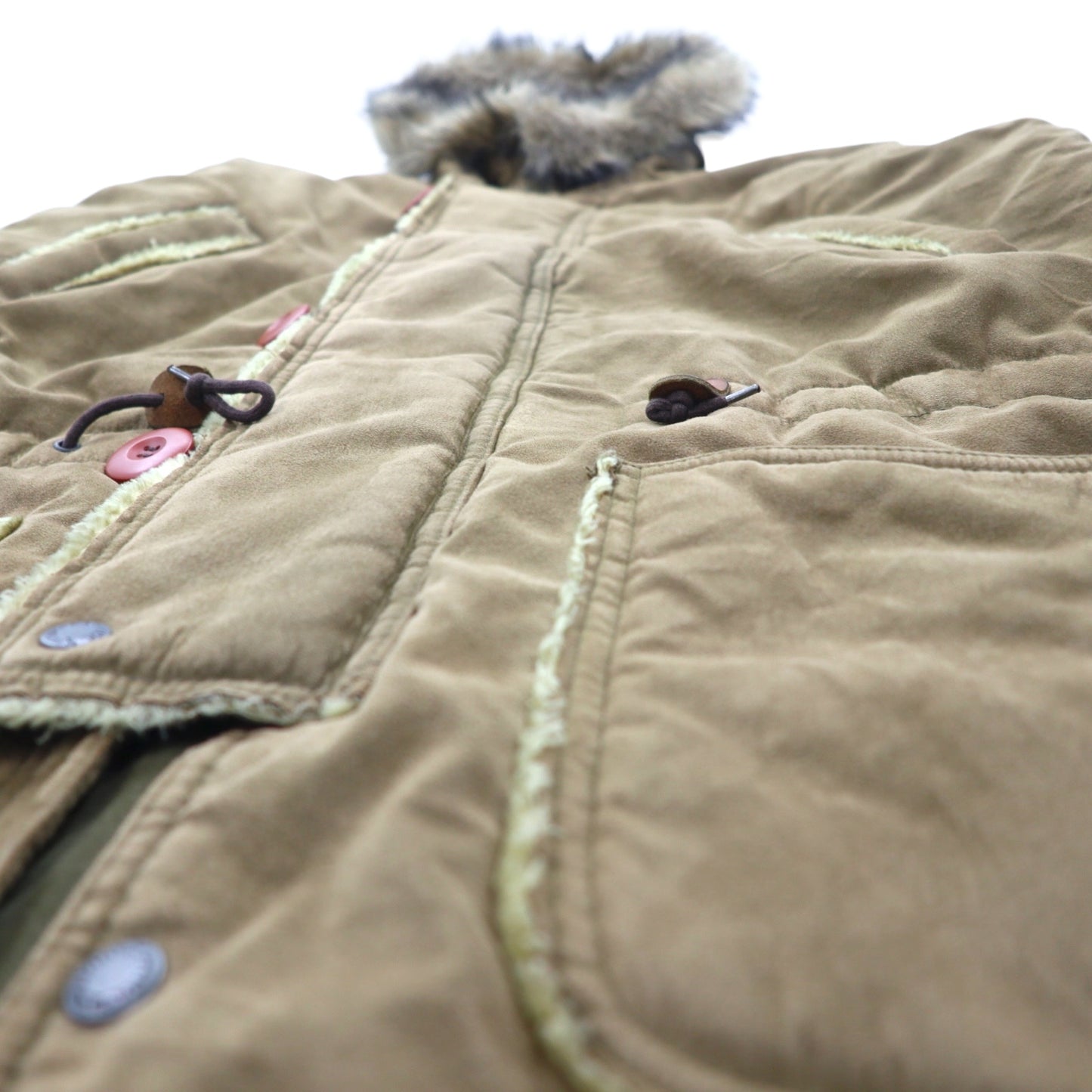 AVIREX Faux Mouton M-51 Mod Coat L Brown Polyester Detachable Fur EXTREME COLD WEATHER 612230