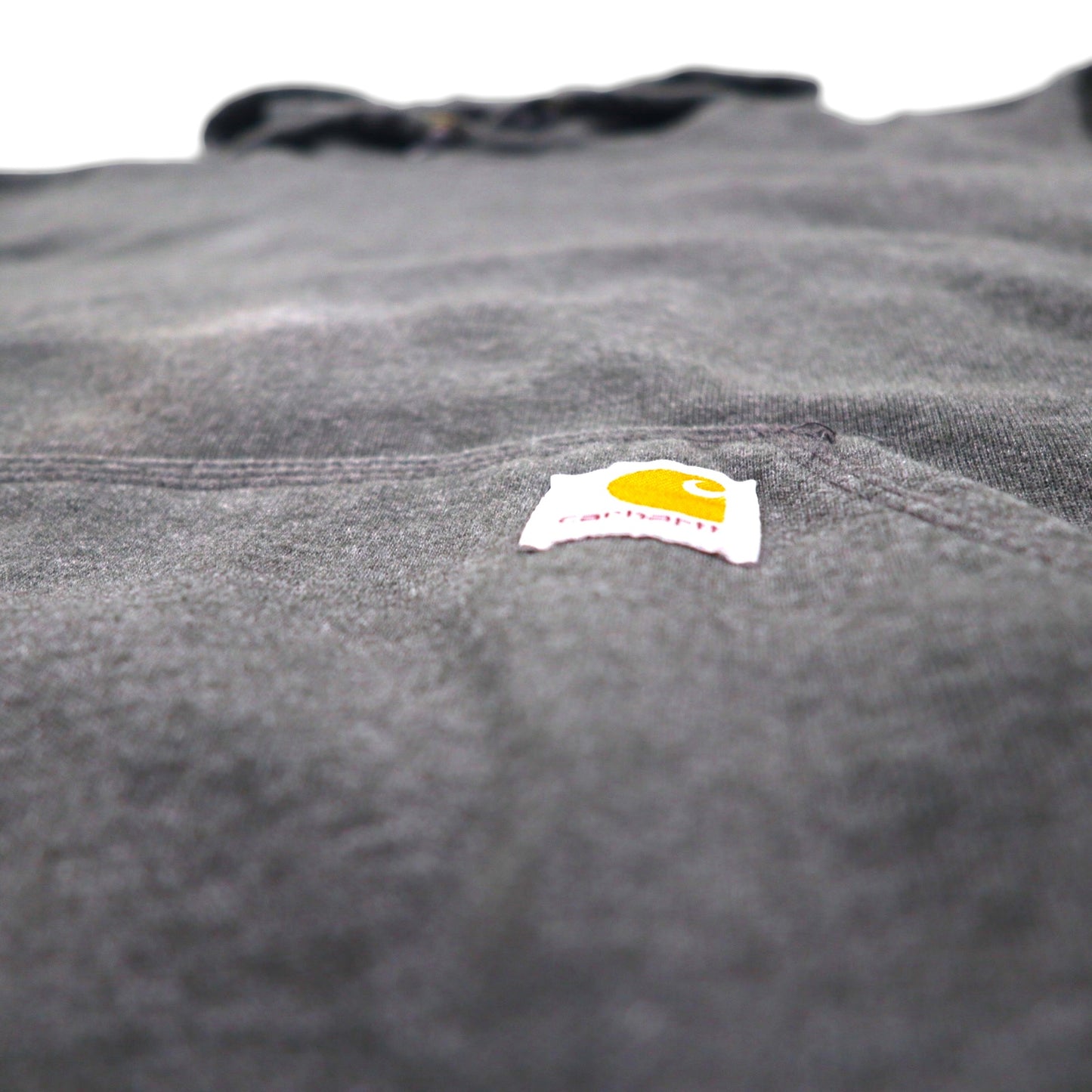 carhartt プルオーバー パーカー L グレー ORIGINAL FIT オリジナルフィット 袖 プリント フロントポケット