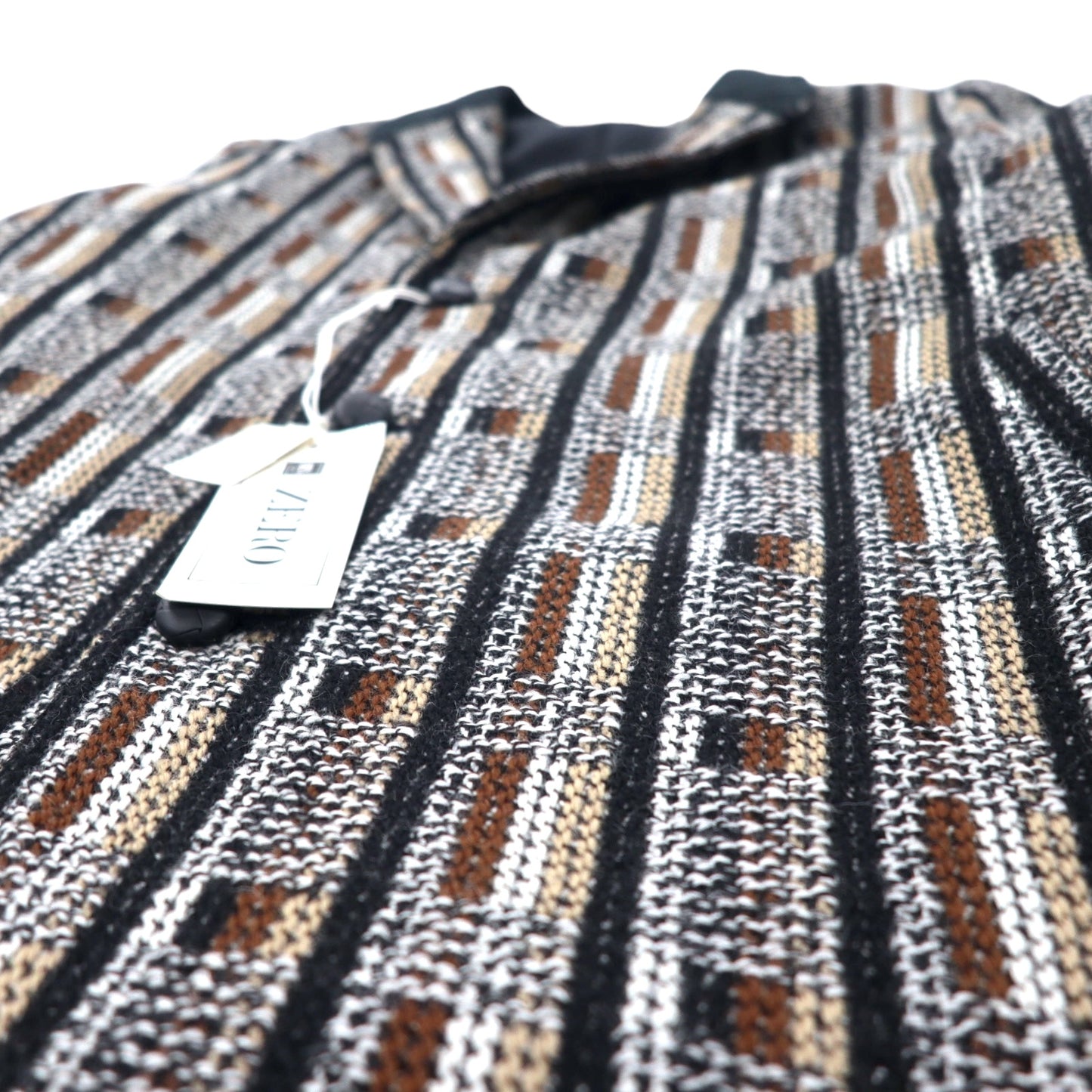 ZERO ブランケットニット テーラードジャケット M マルチカラー グレンチェック 総柄 ウール 日本製 未使用品