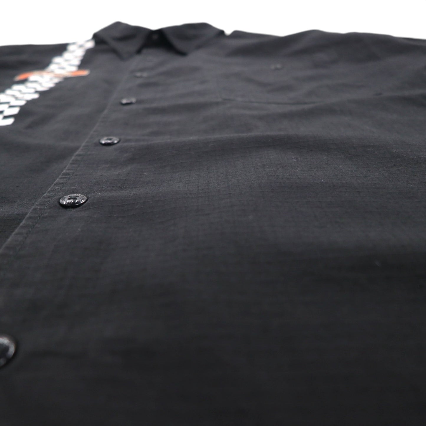 HARLEY DAVIDSON チェッカーフラッグ レーシングシャツ 2XL ブラック ロゴワッペン 胸ポケット