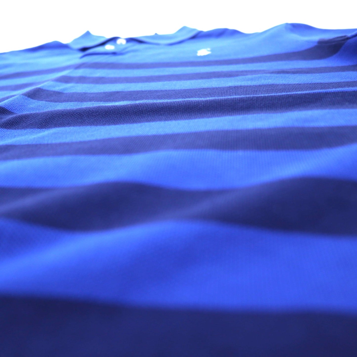 POLO RALPH LAUREN ボーダー ポロシャツ XL ブルー ネイビー コットン 鹿の子 CUSTOM FIT スモールポニー 刺繍