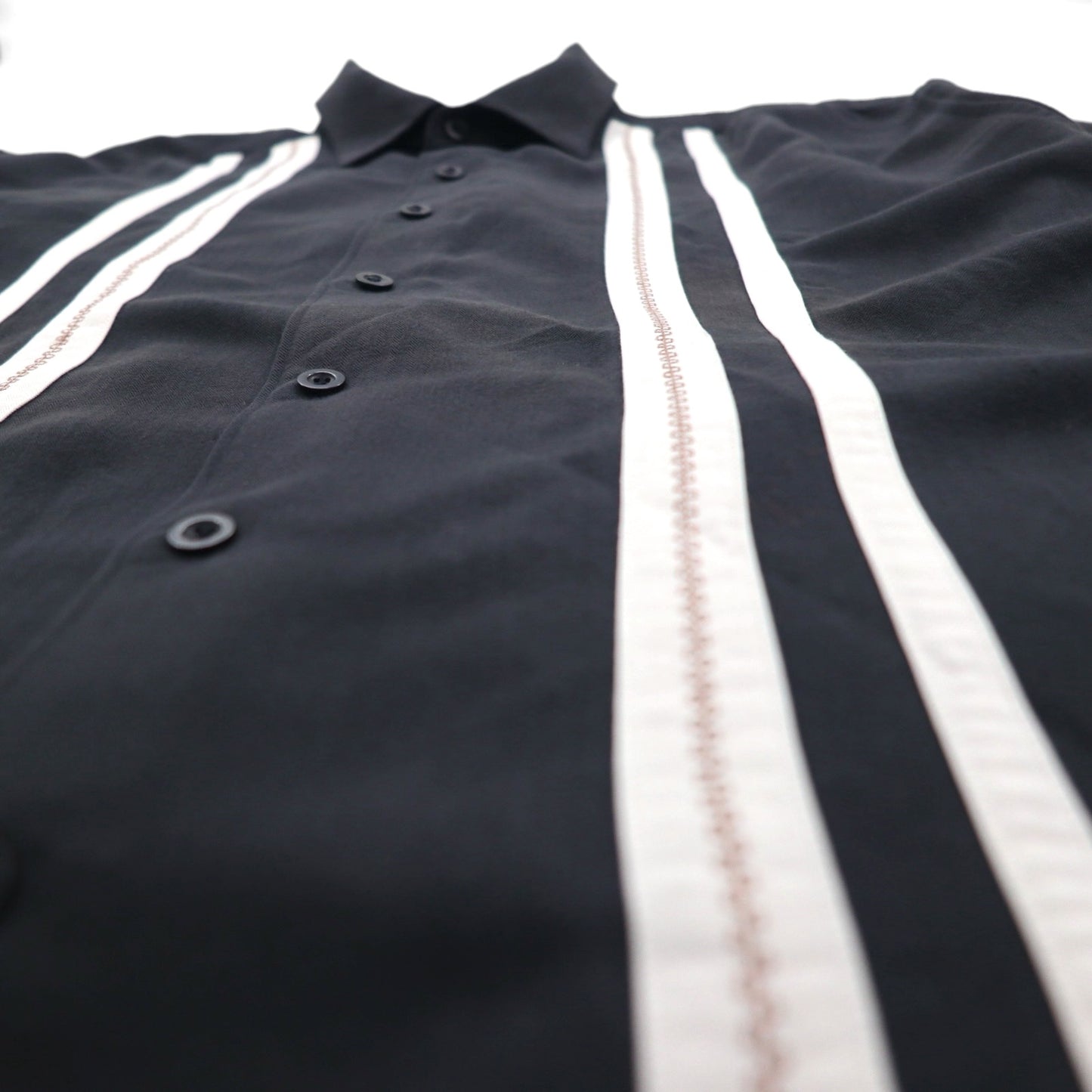 CUBAVERA Line Design Cuban Shirt, XL, Black, Rayon and Polyester