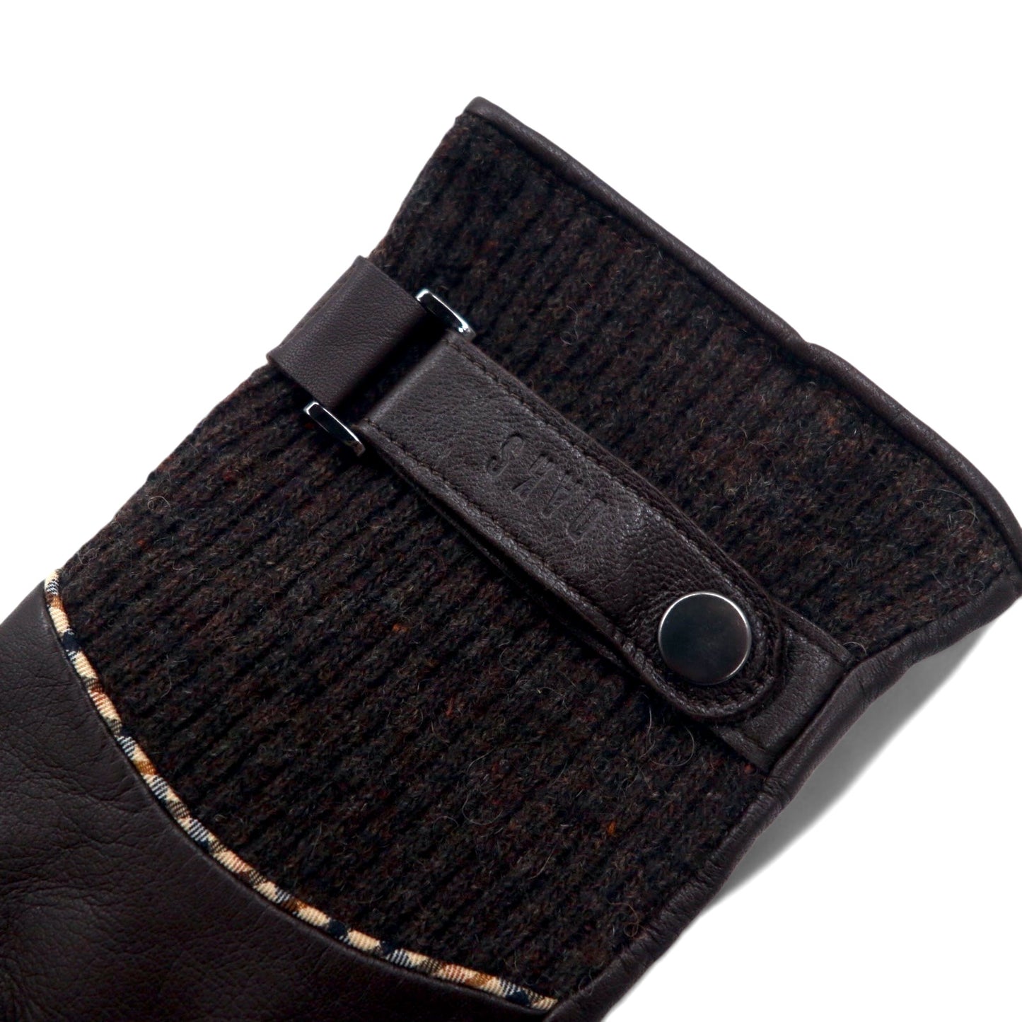 DAKS Leather Gloves, Brown, Wool, Unisex