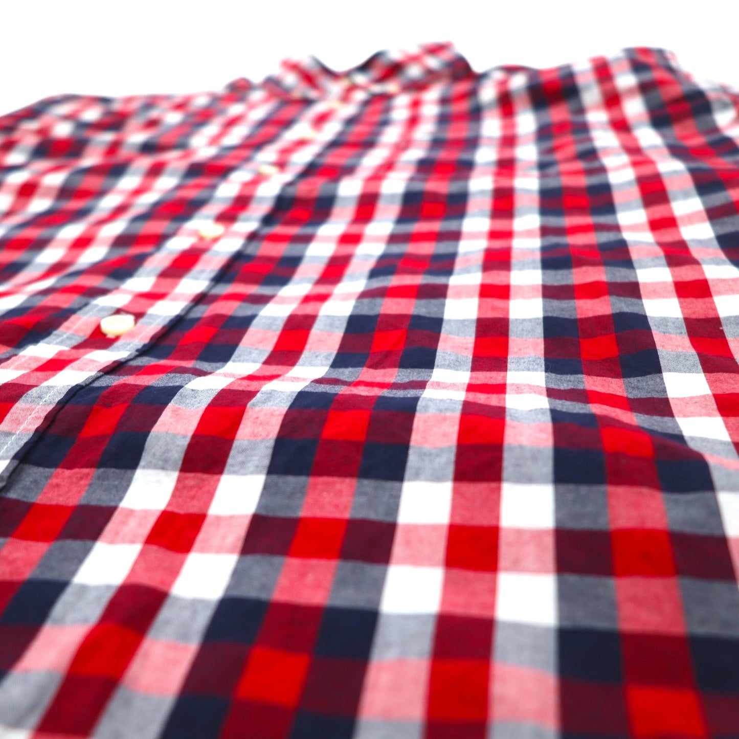 TOMMY HILFIGER Big Size Button-Down Shirt L Tricolor Red Check Cotton