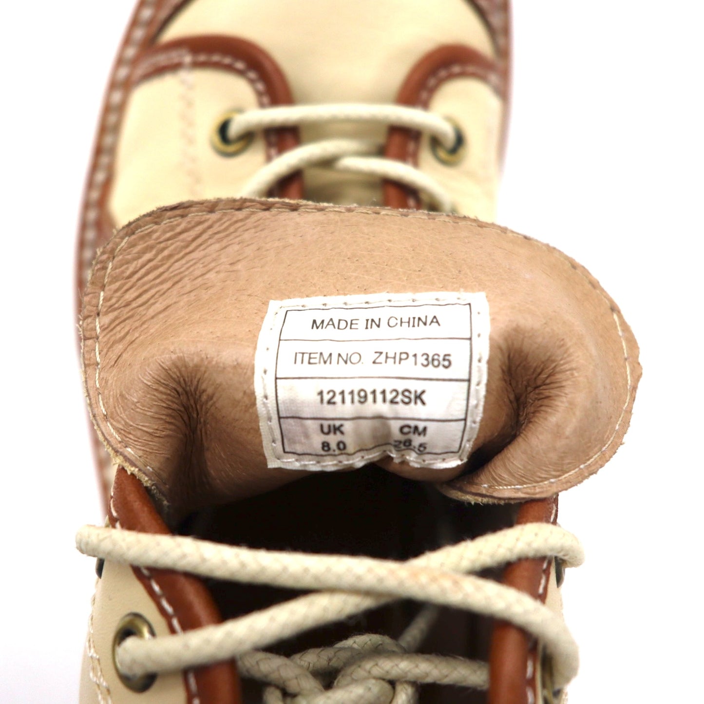 zeha lace-up boots 26.5cm cream leather shark sole KLEVE ZHP1365