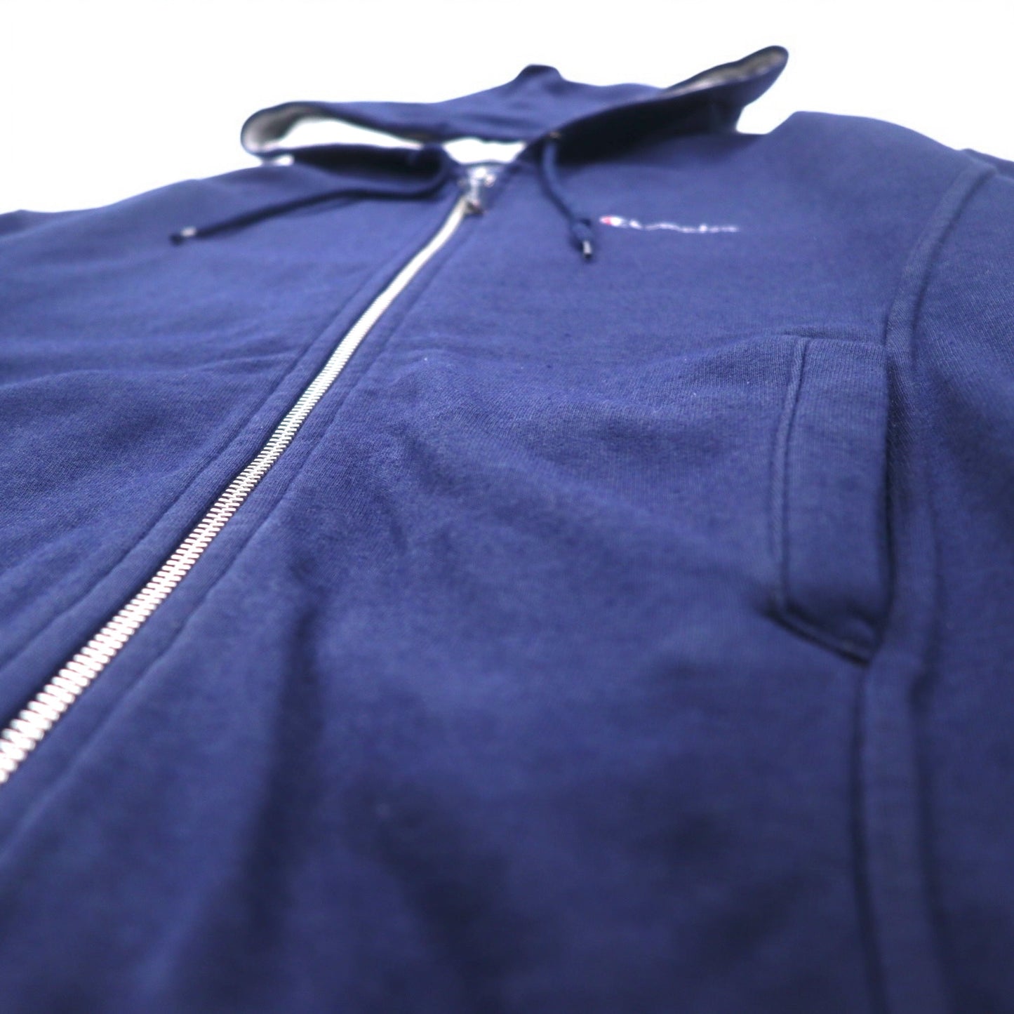 Champion イタリア製 90年代 オーバーサイズ フルジップパーカー M ネイビー ワンポイントロゴ刺繍
