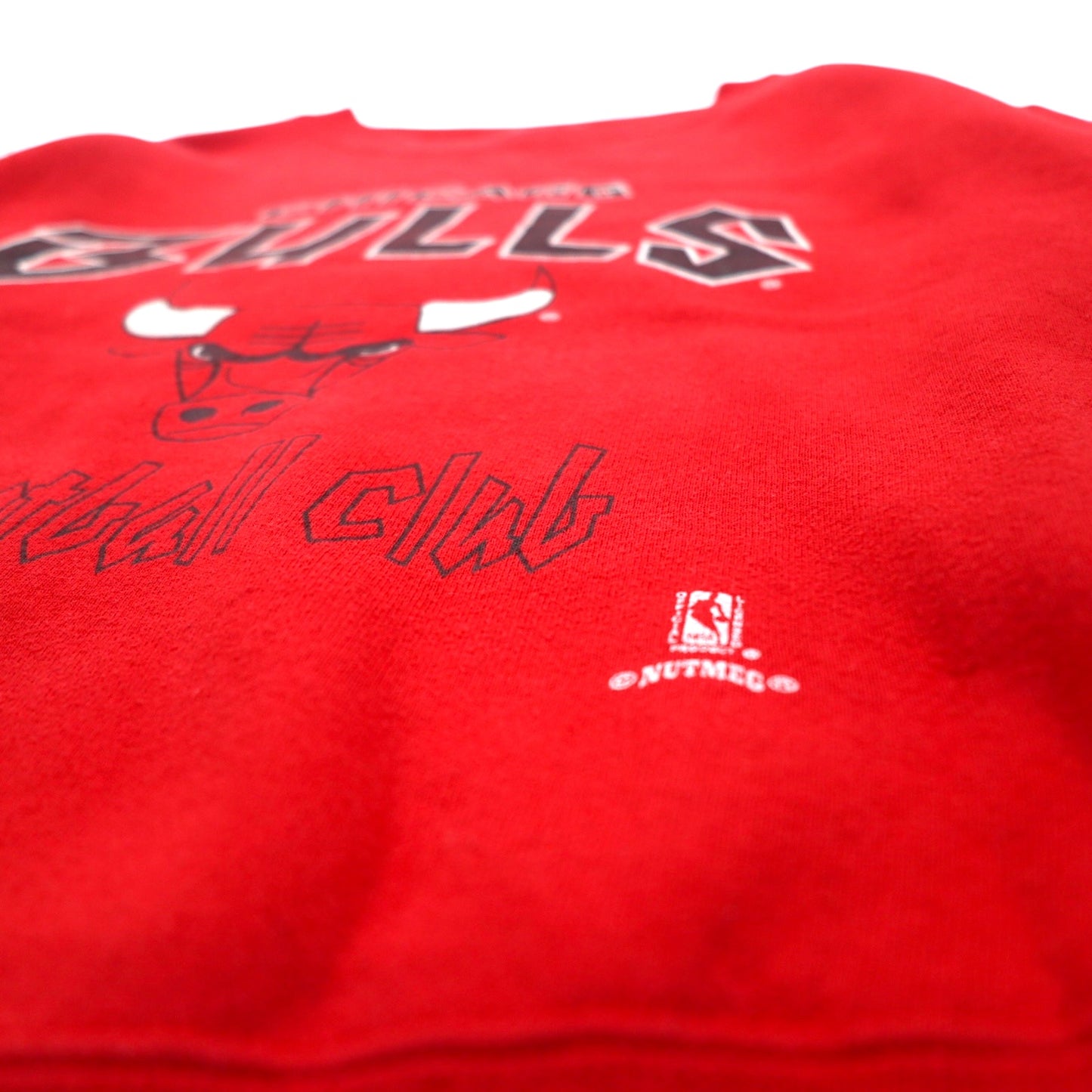 USA製 90年代 NBA シカゴブルズ CHICAGO BULLS プリント スウェット L レッド NUTMEG
