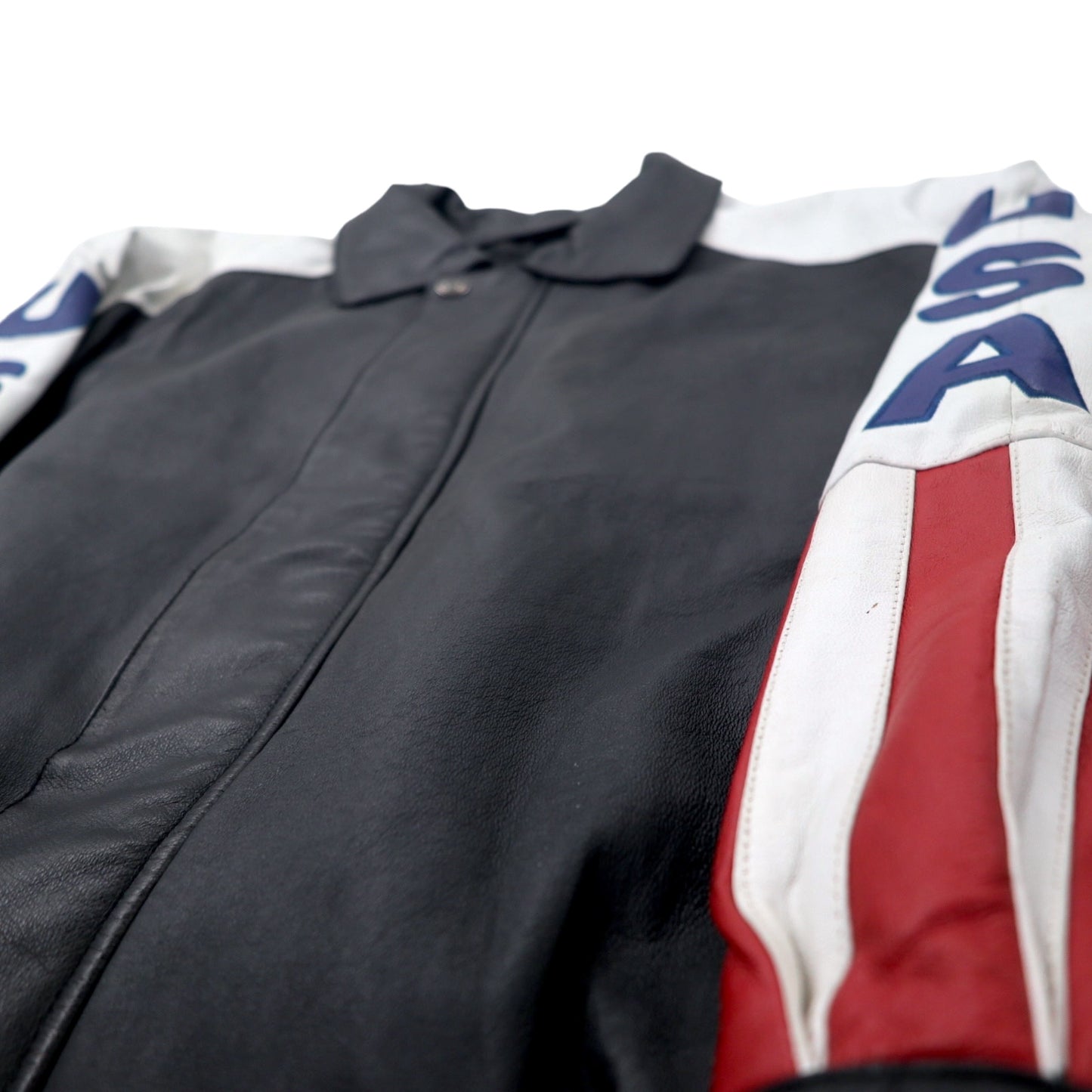 OSCAR PIEL レザージャケット A-2 フライトジャケット L ブラック USA 星条旗