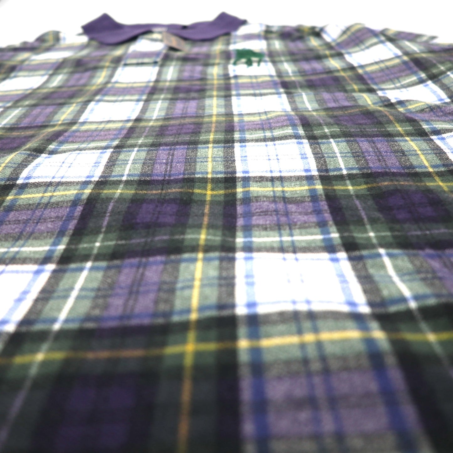 Polo by Ralph Lauren 90s Big Pony Embroidered Polo Shirt, Size 3XL, Navy, Green Check, Unused