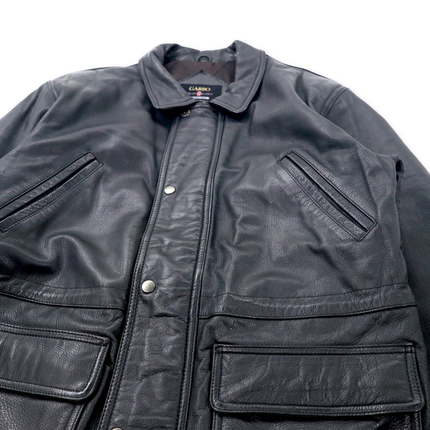 GARBO レザー カーコート M ブラック 牛革 キルティングライナー ドローコード