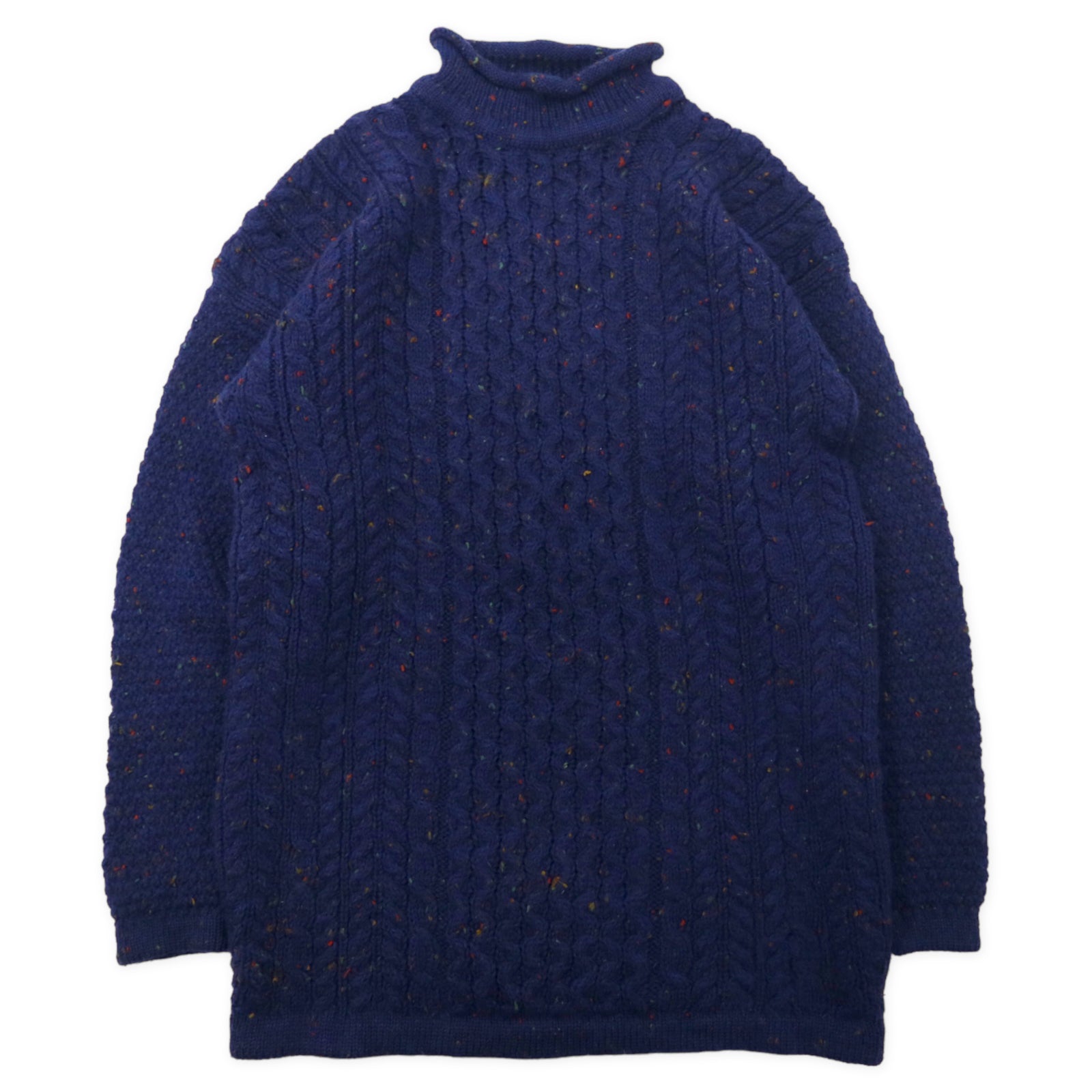 Highland Home Industries 80s Scottish MADE Fisherman Knit Sweater S Navy  Wool High Neck – 日本然リトテ