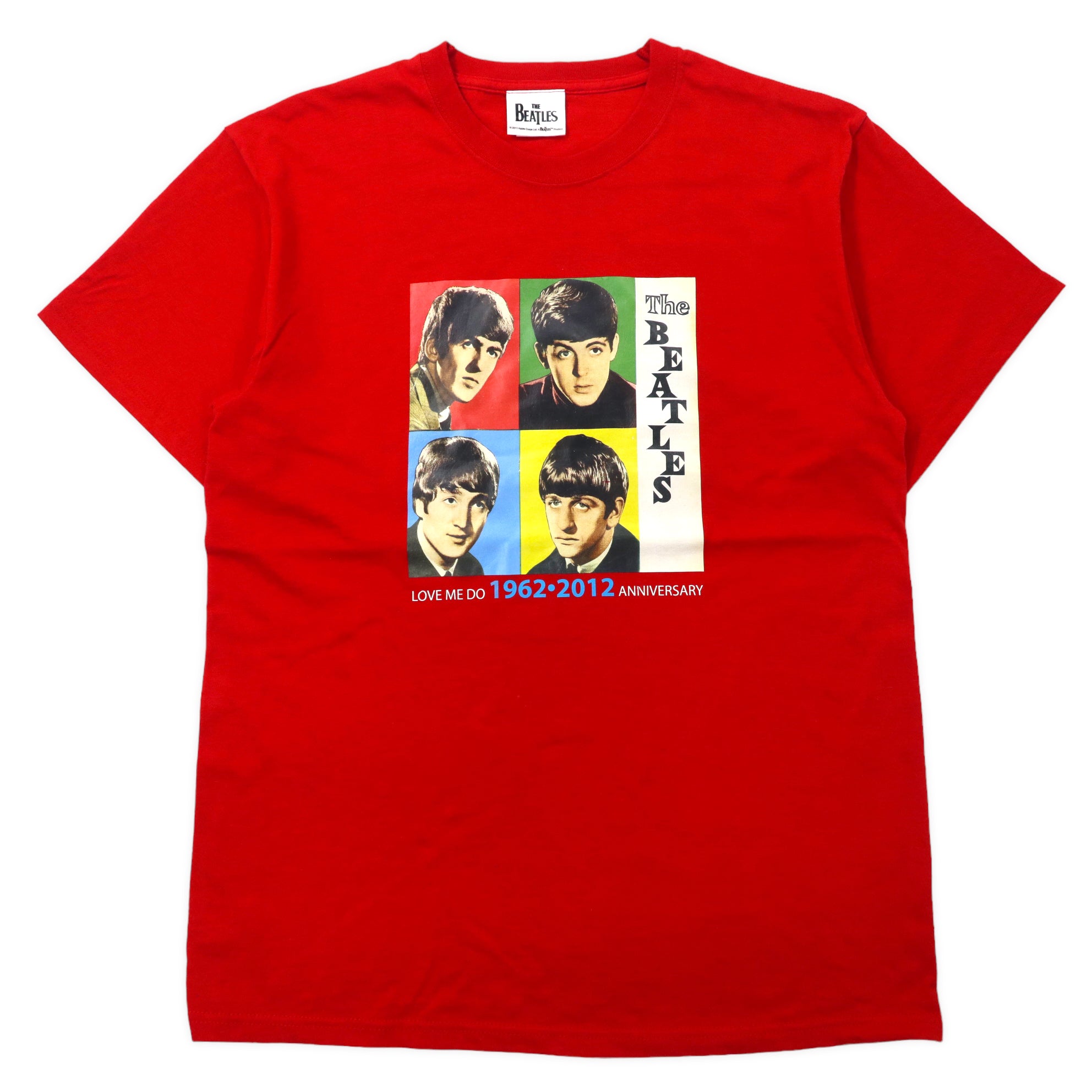 The Beatles Band T-Shirt L Red Cotton Love Me Do 50th Anniversary