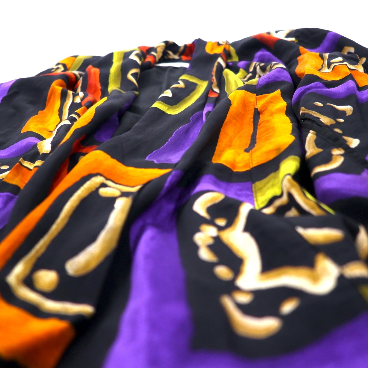 USA製 80年代 PLATINUM PETITES by DOROTHY SCHOELEN レトロ 総柄 ジャケット M ブラック レーヨン 幾何学 アート柄