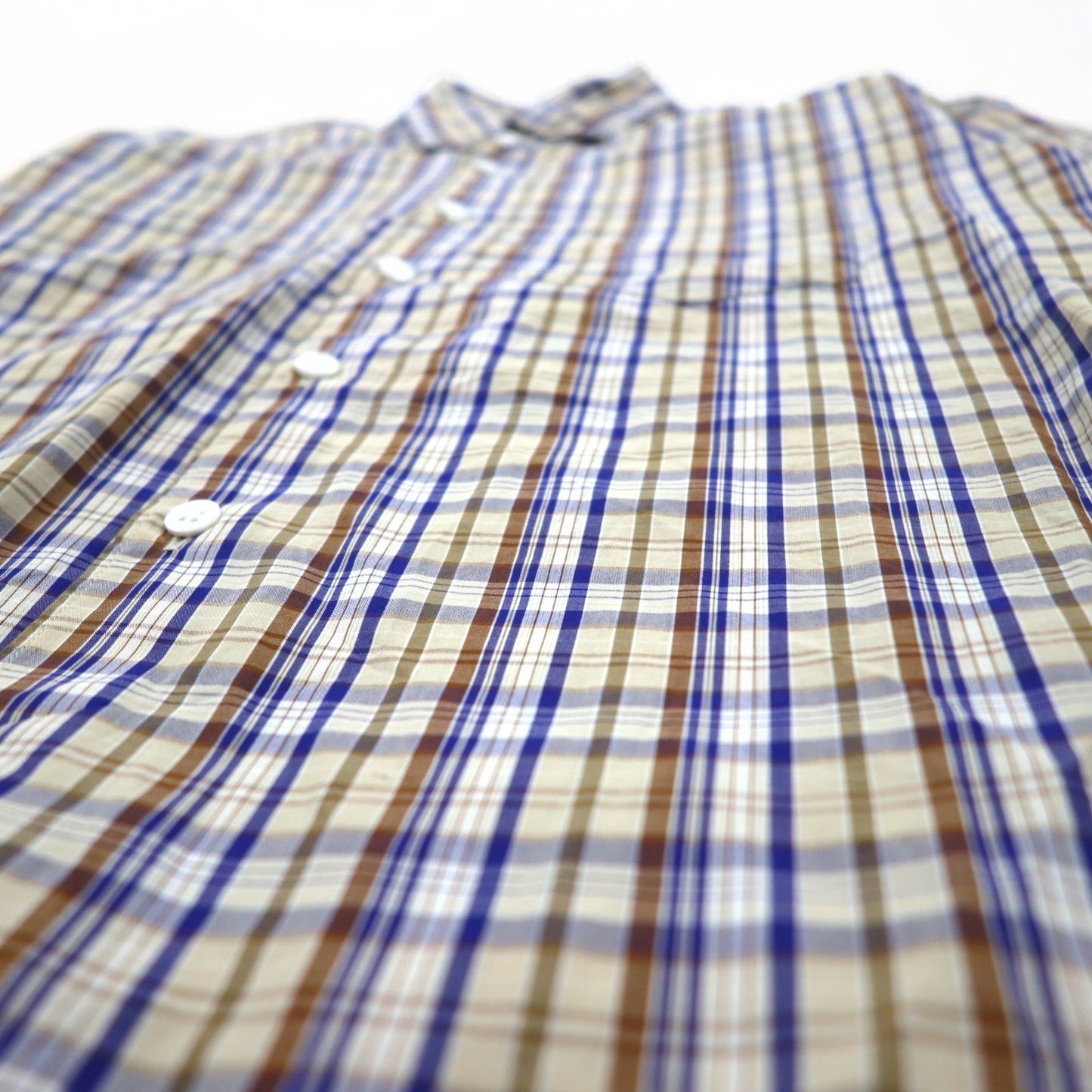 DIGAWEL Button-down Shirt S Beige Navy Cotton Made in Japan