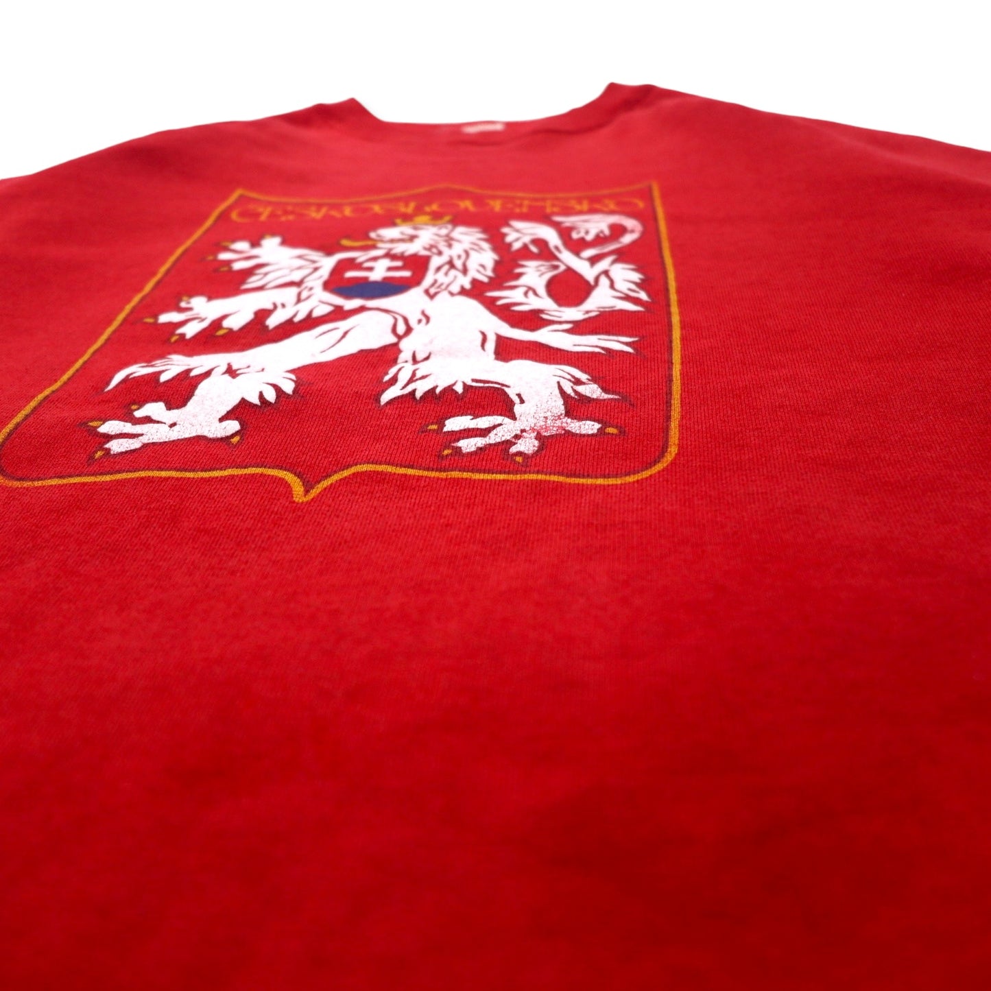 FRUIT OF THE LOOM USA製 90年代 プリント スウェット XXL レッド コットン CESKOSLOVENSKO ビッグサイズ