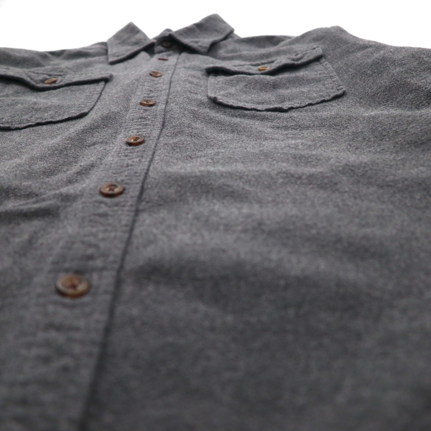 Eddie Bauer シャモアクロスシャツ フランネル ワークシャツ L グレー コットン ダブルポケット