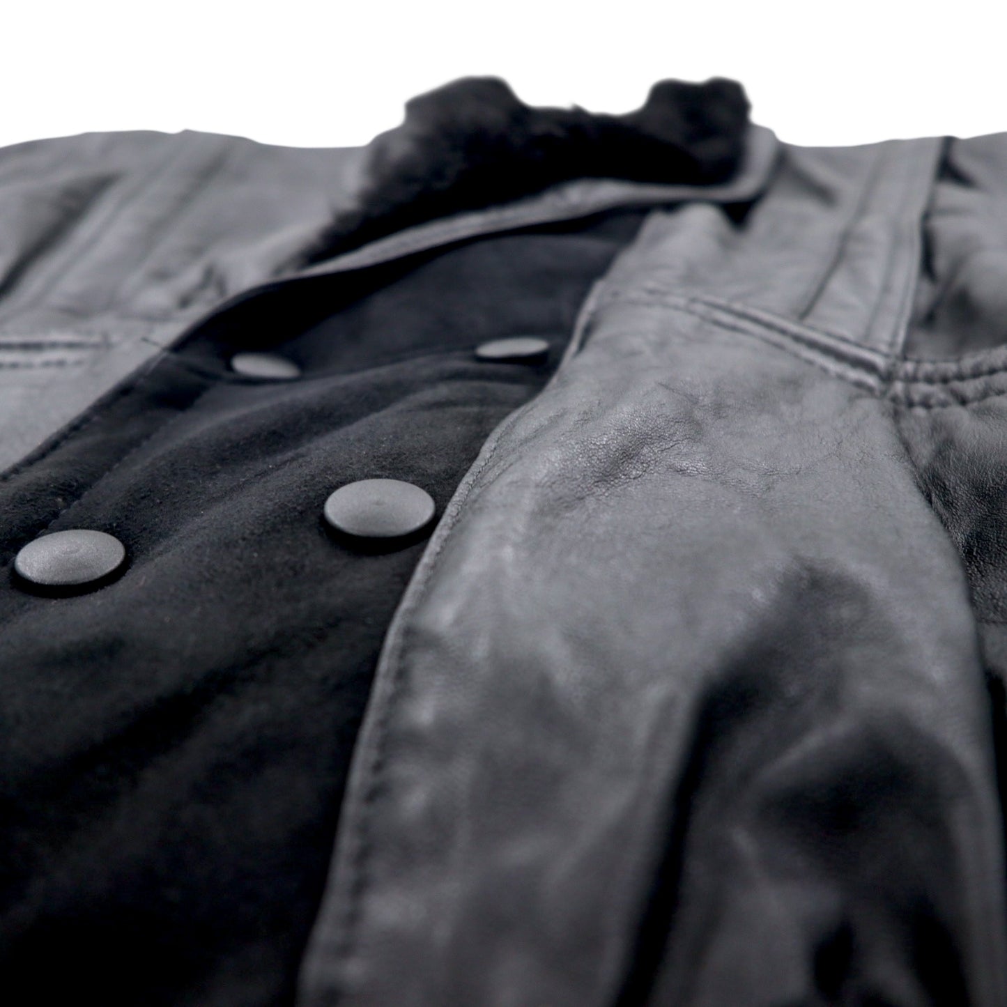 90s VERA PELLE double-breasted leather jacket, M size, black leather, fur, paisley lining, acrylic fur collar