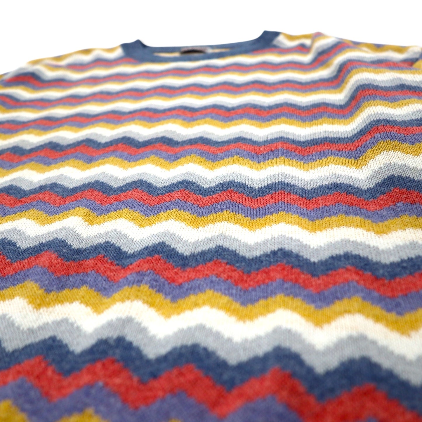 Vintage 90s Italy Made Retro Zigzag Pattern Sweater MARTINI コットン ニット L マルチカラー ボーダー
