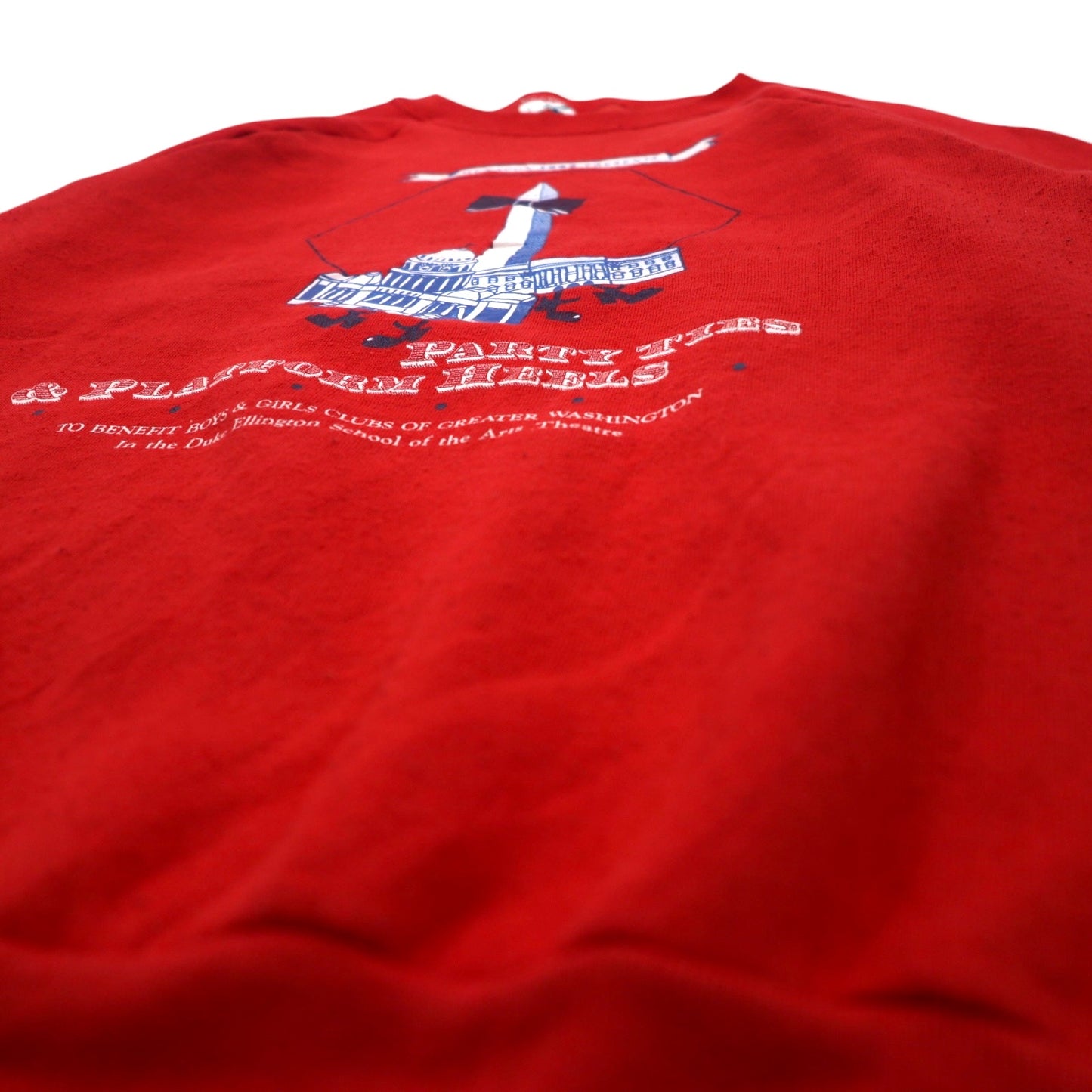 FRUIT OF THE LOOM 80年代 USA製 プリント スウェット L レッド コットン 裏起毛