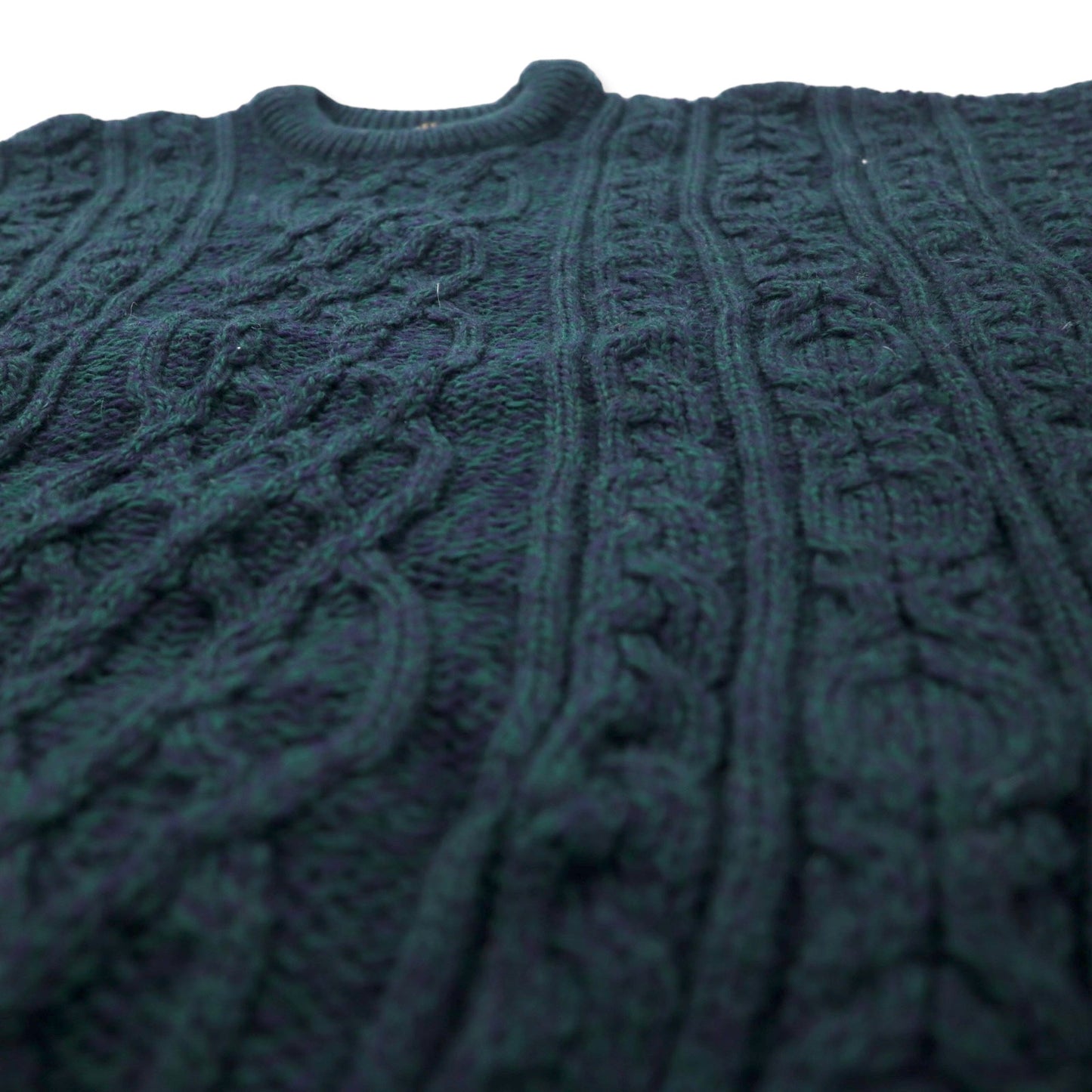 CALLAN COUNTRY COLLECTION アイルランド製 80年代 フィッシャーマン アランニット セーター XL グリーン ウール ビッグサイズ