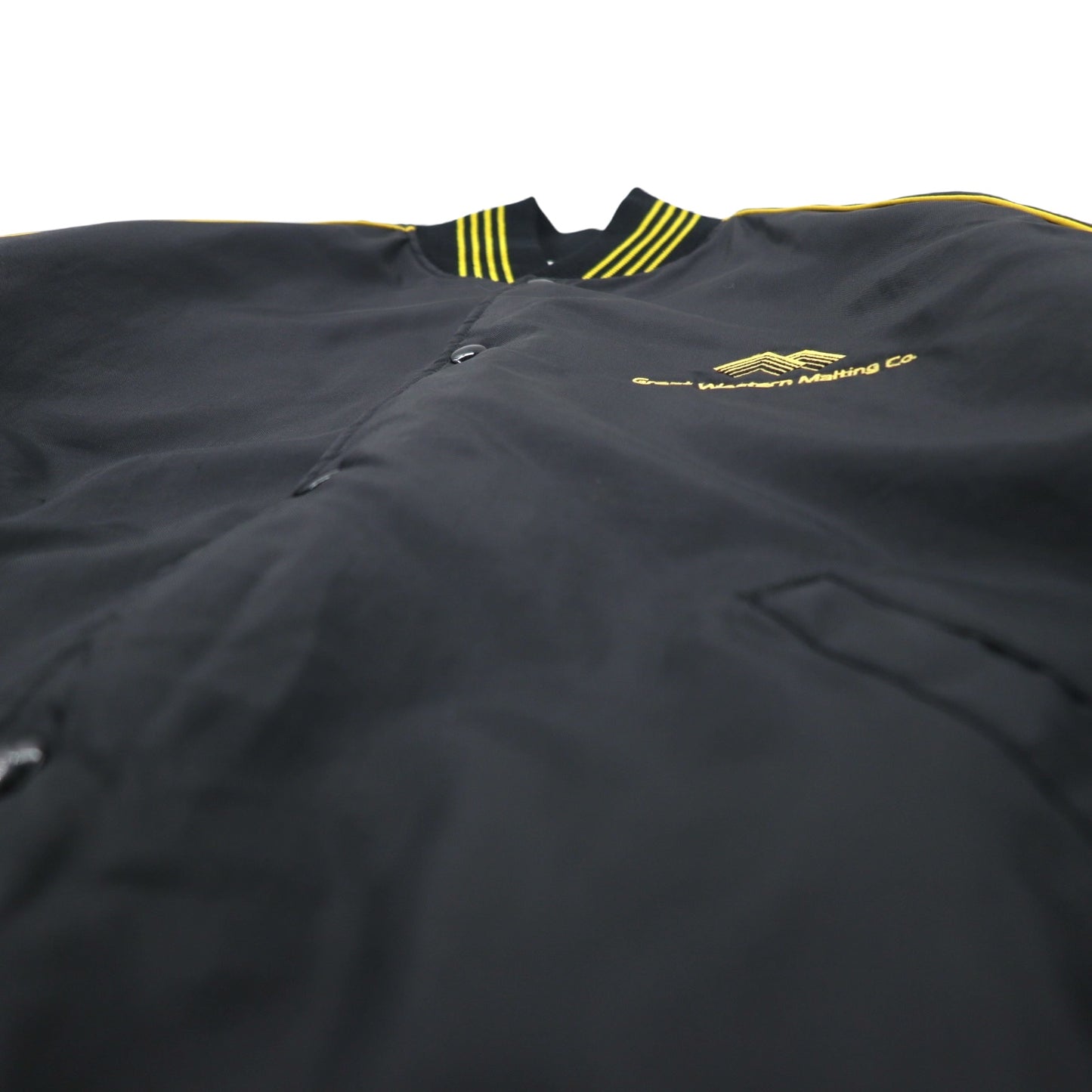 USA製 90年代 Holloway スタジャン XL ブラック ナイロン スナップボタン US企業 刺繍 Great Western Malting Co.