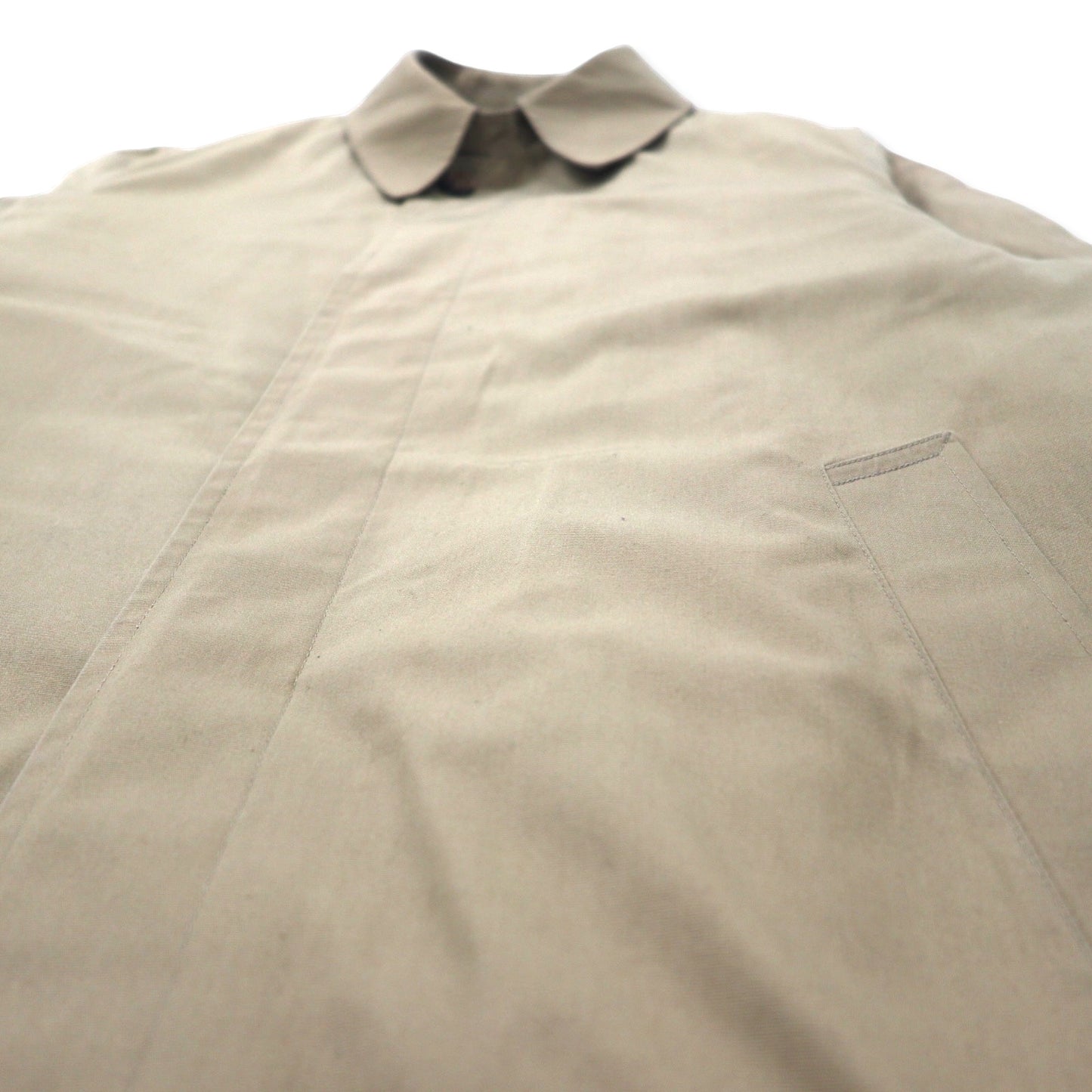 GENTLEMAN'S WAREHOUSE 80年代 USA製 比翼 ステンカラーコート 40 ベージュ コットン チンストラップ ボアライナー着脱式