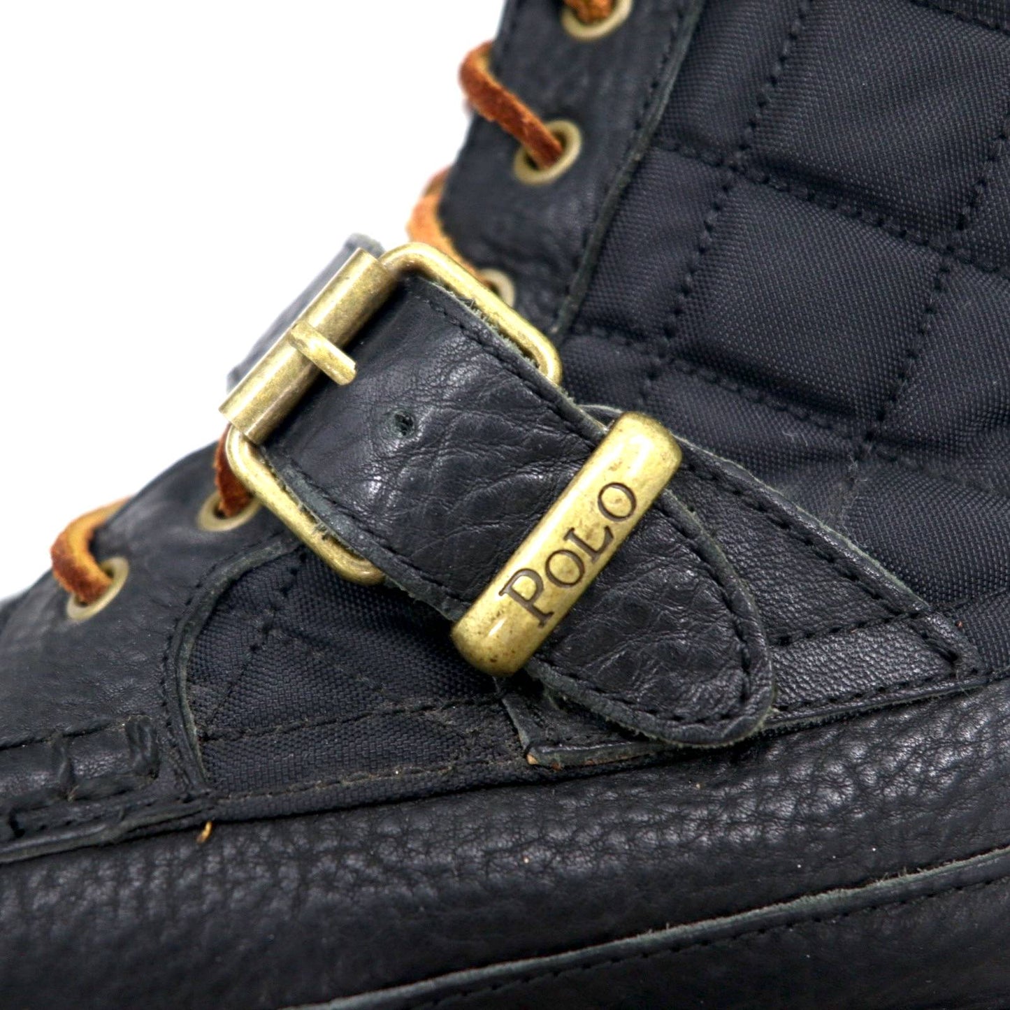 POLO RALPH LAUREN レンジャーブーツ ワークブーツ 27.5cm ブラック レザー キルティング SADDLE WORTH Ⅲ 1934