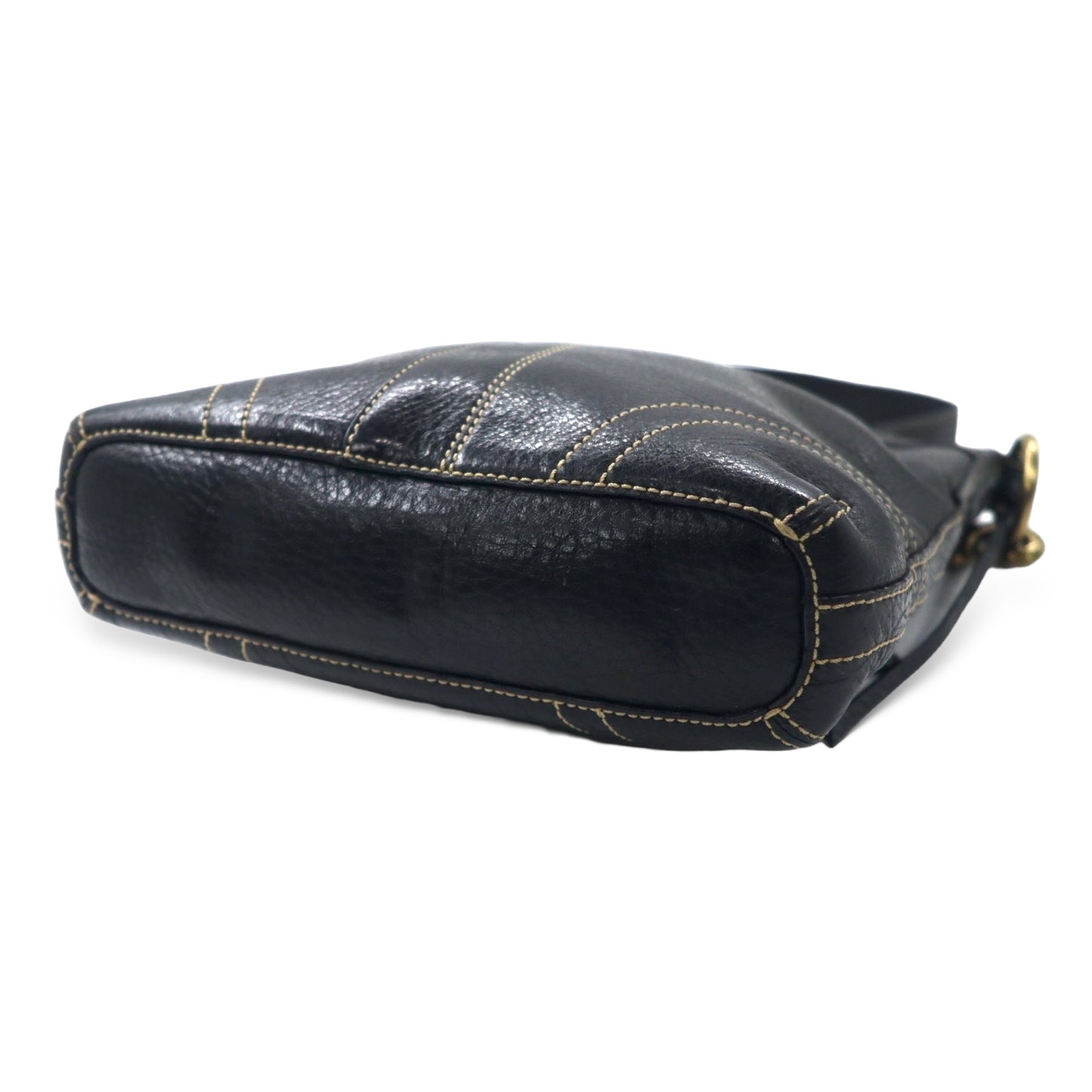 COACH ダッフル レザー クロスボディ ショルダーバッグ ブラック ステッチ 10398