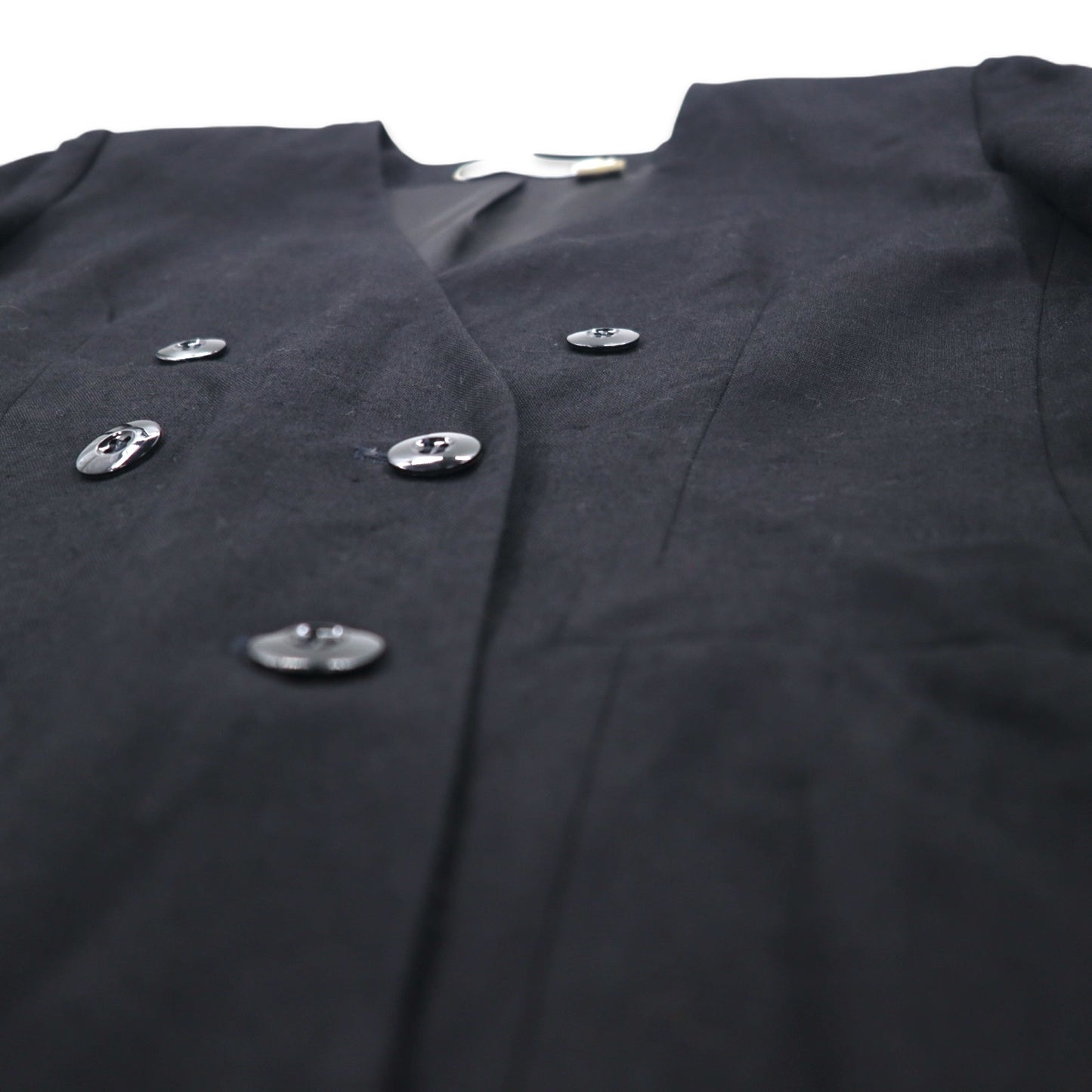 Vintage 90s made in USA Double-Breasted Blazer JH Collectibles Double-breasted no-collar tailored jacket XL Black Rayon