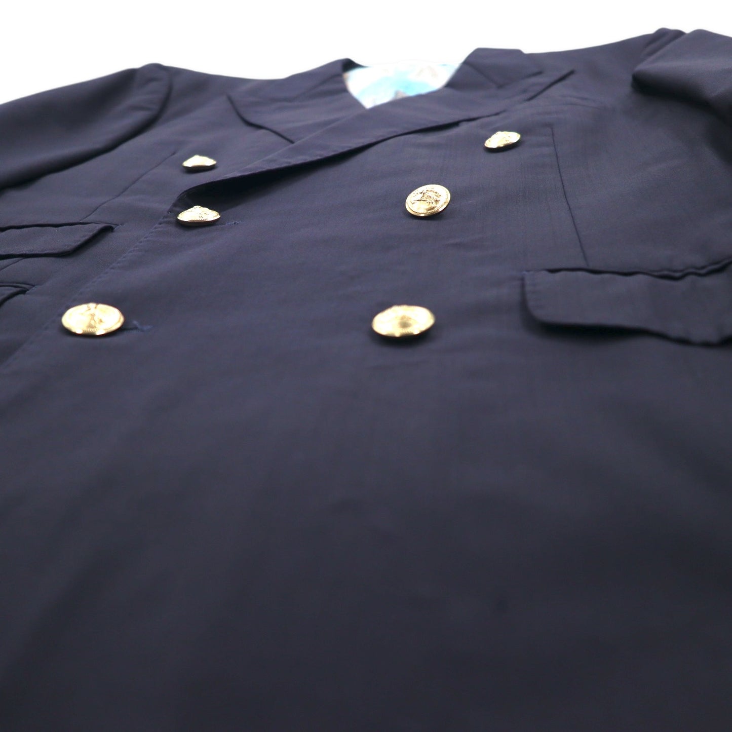 Burberrys 80年代 オールド ダブル テーラードジャケット ブレザー 紺ブレ L ネイビー ウール ギャバジン Super 100’s 金ボタン 日本製